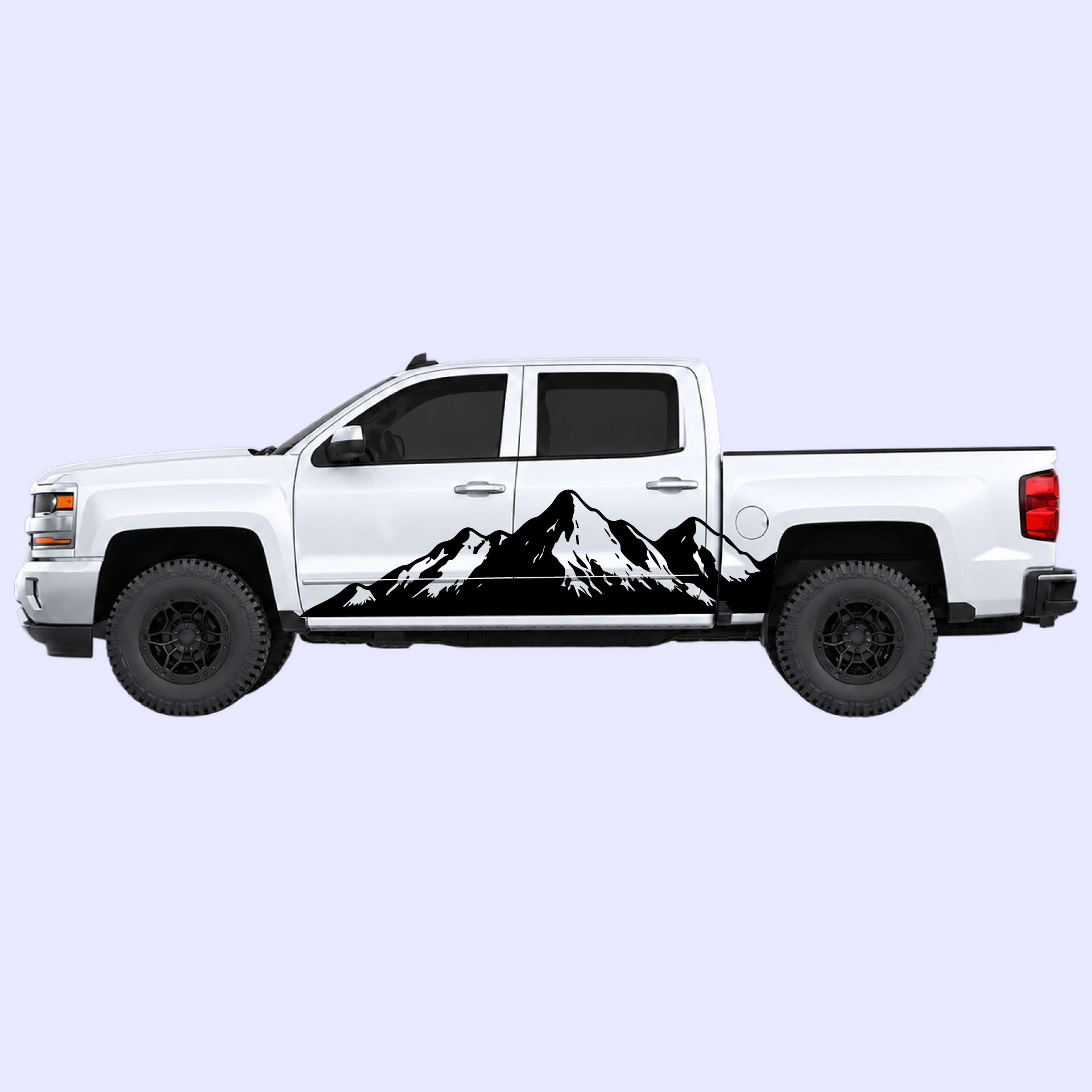 2014-2019 Chevrolet Silverado Mountain Range Side Decals Vinyl Graphics Kit Black