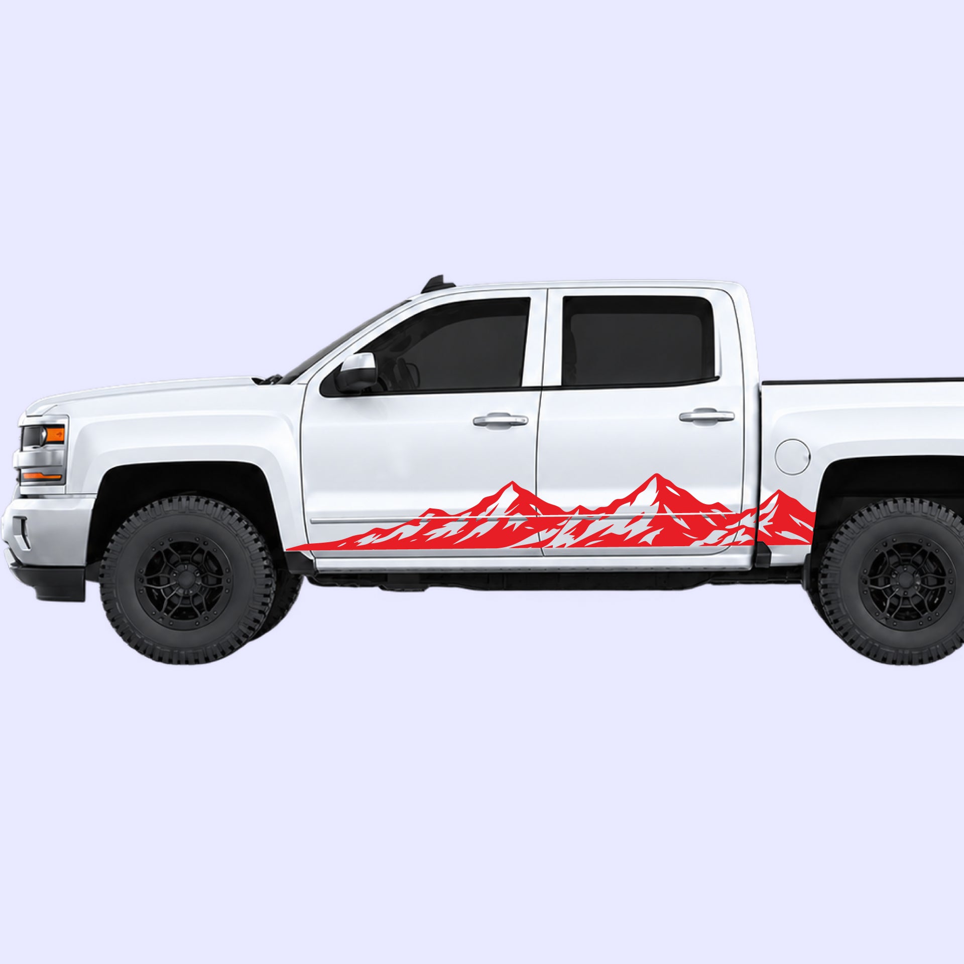 2014-2019 Chevrolet Silverado Peak Mountain Rocker Stripes Vinyl Graphics Kit Red