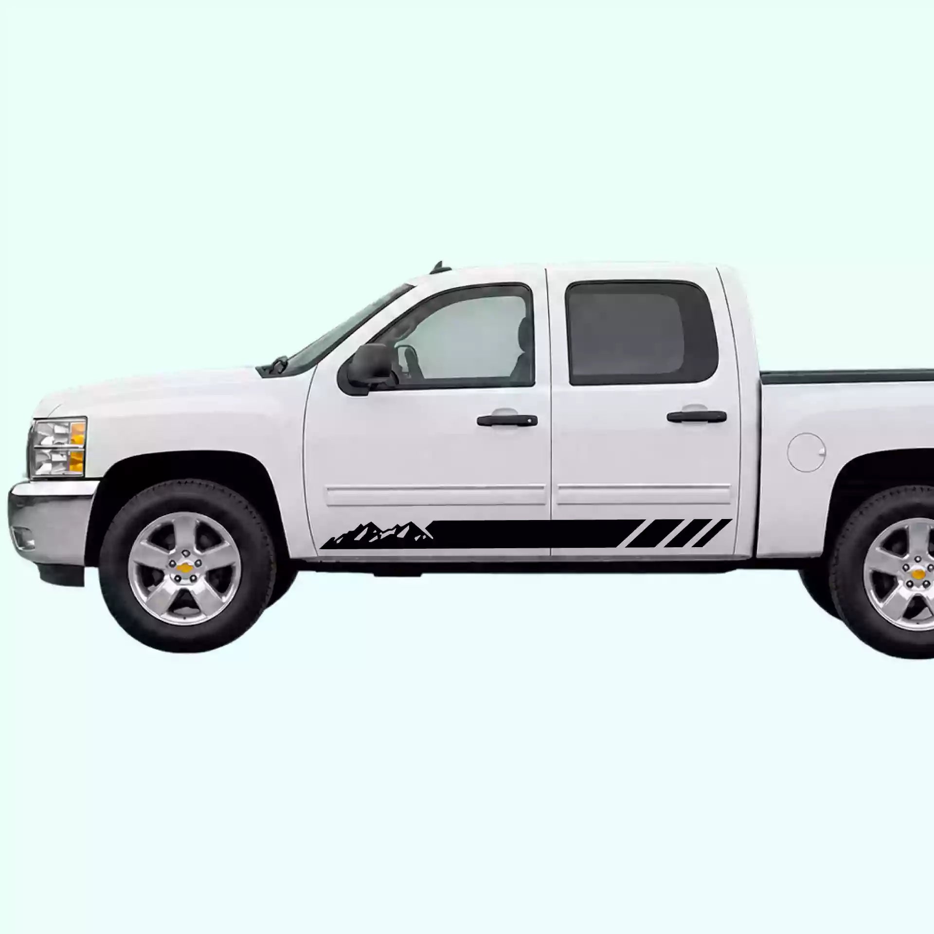 2007-2013 Chevrolet Silverado Mountain Side Stripes Vinyl Graphics Kit Black