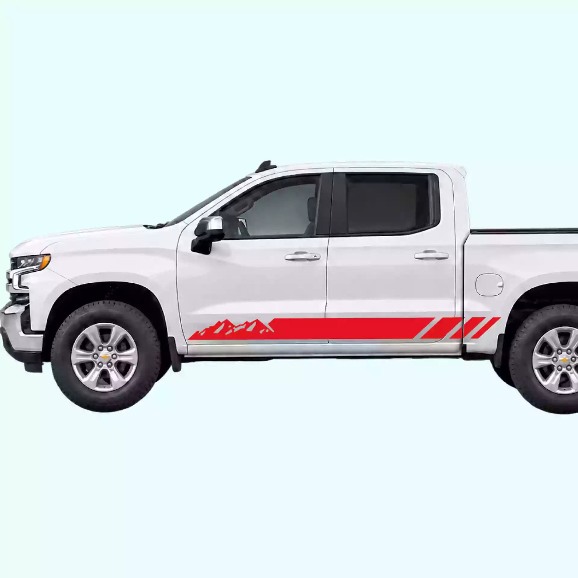2019-present Chevrolet Silverado Mountain Side Stripes Vinyl Graphics Kit Red