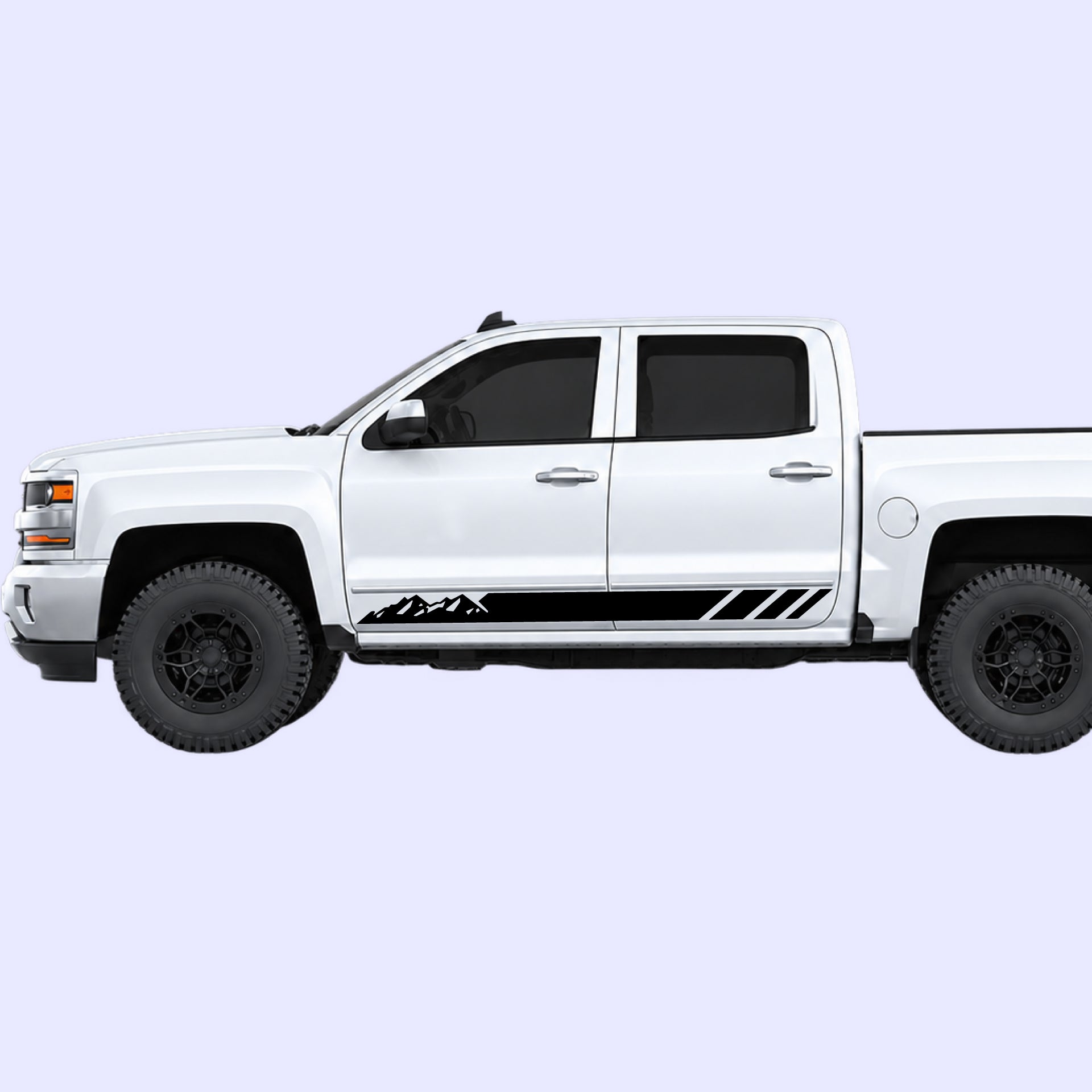 2014-2019 Chevrolet Silverado Mountain Side Stripes Vinyl Graphics Kit Black