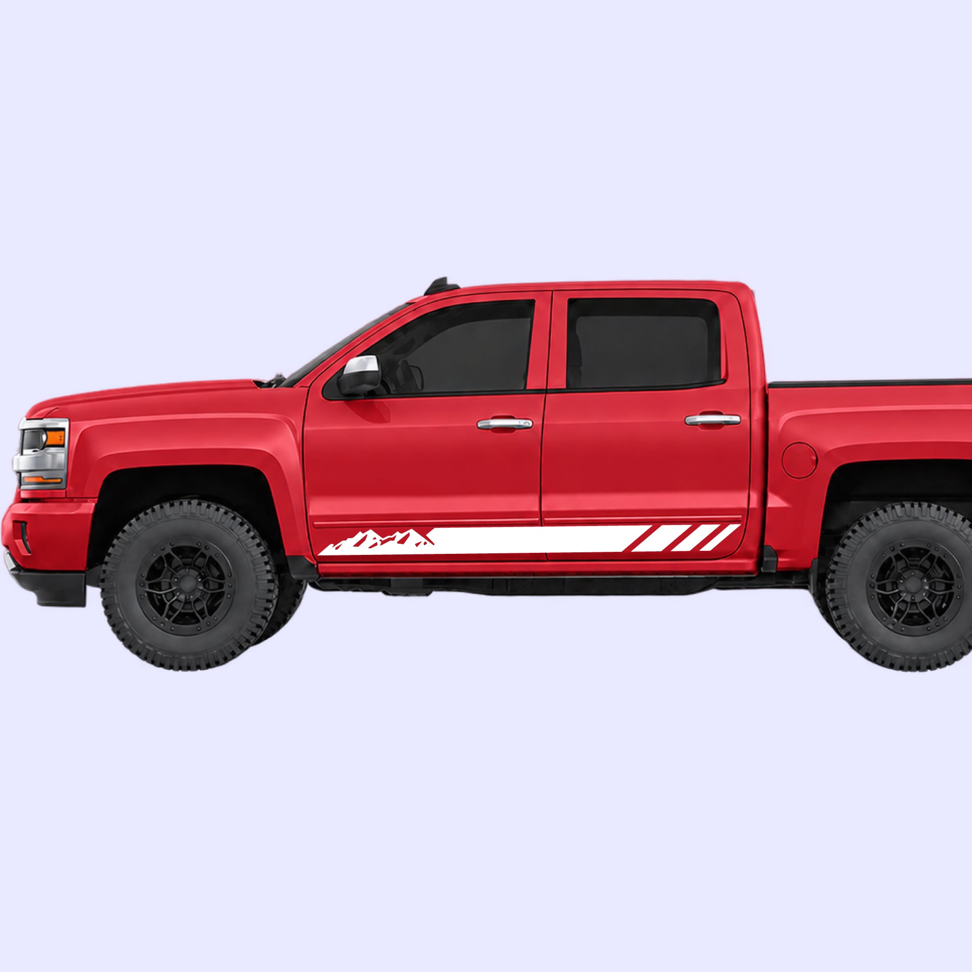 2014-2019 Chevrolet Silverado Mountain Side Stripes Vinyl Graphics Kit White