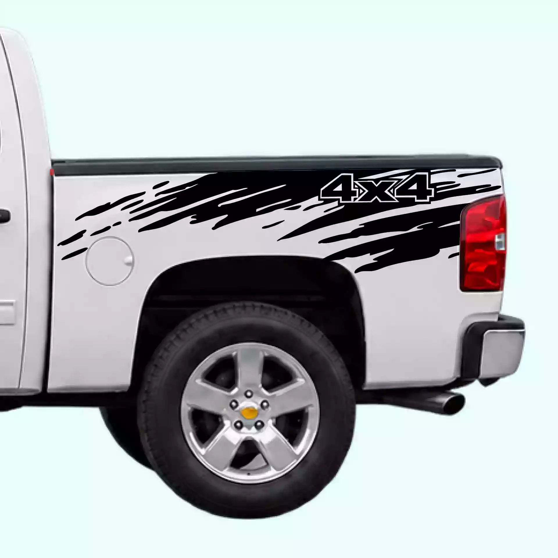 2007-2013 Chevrolet Silverado Mud Splash 4x4 Bed Decals Vinyl Graphics Kit Black