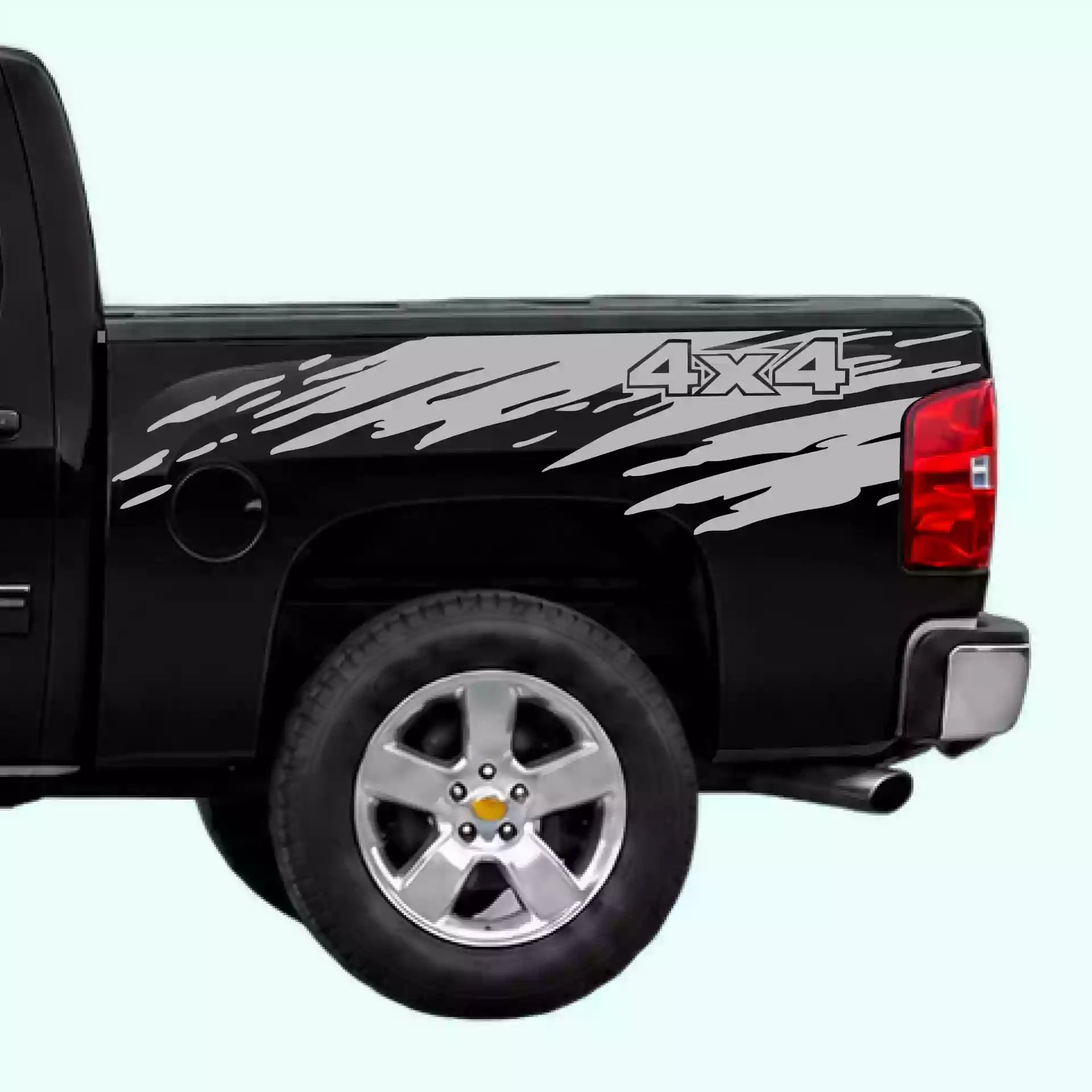 2007-2013 Chevrolet Silverado Mud Splash 4x4 Bed Decals Vinyl Graphics Kit Gray