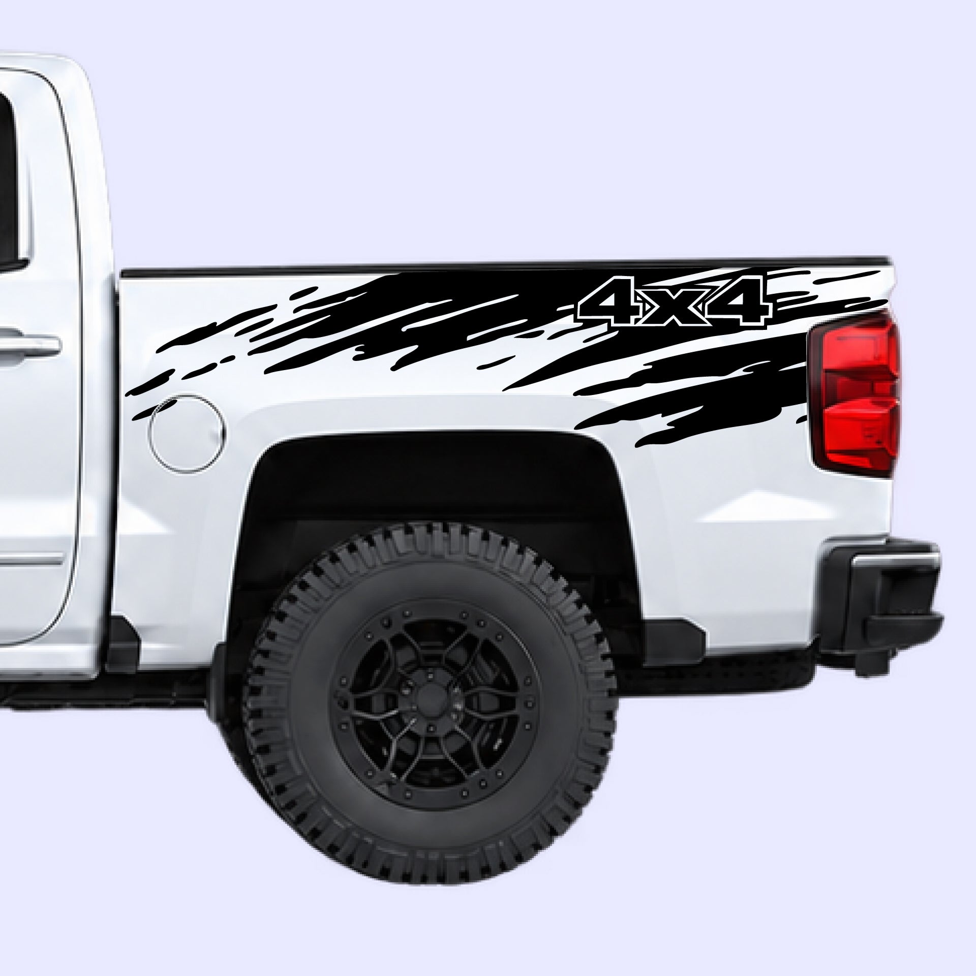 2014-2019 Chevrolet Silverado Mud Splash 4x4 Bed Decals Vinyl Graphics Kit Black
