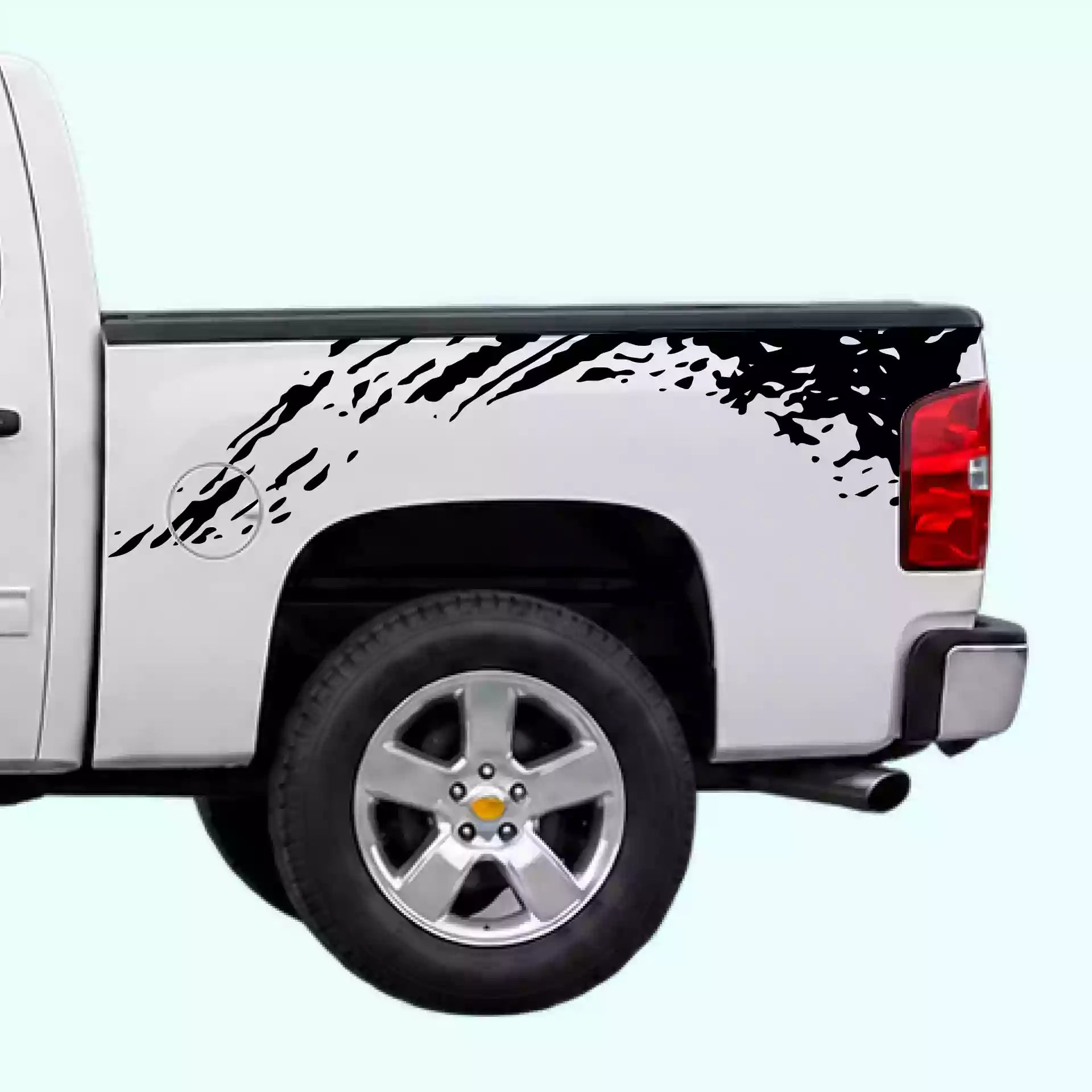 2007-2013 Chevrolet Silverado Mud Splash Bed Decals Vinyl Graphics Kit Black