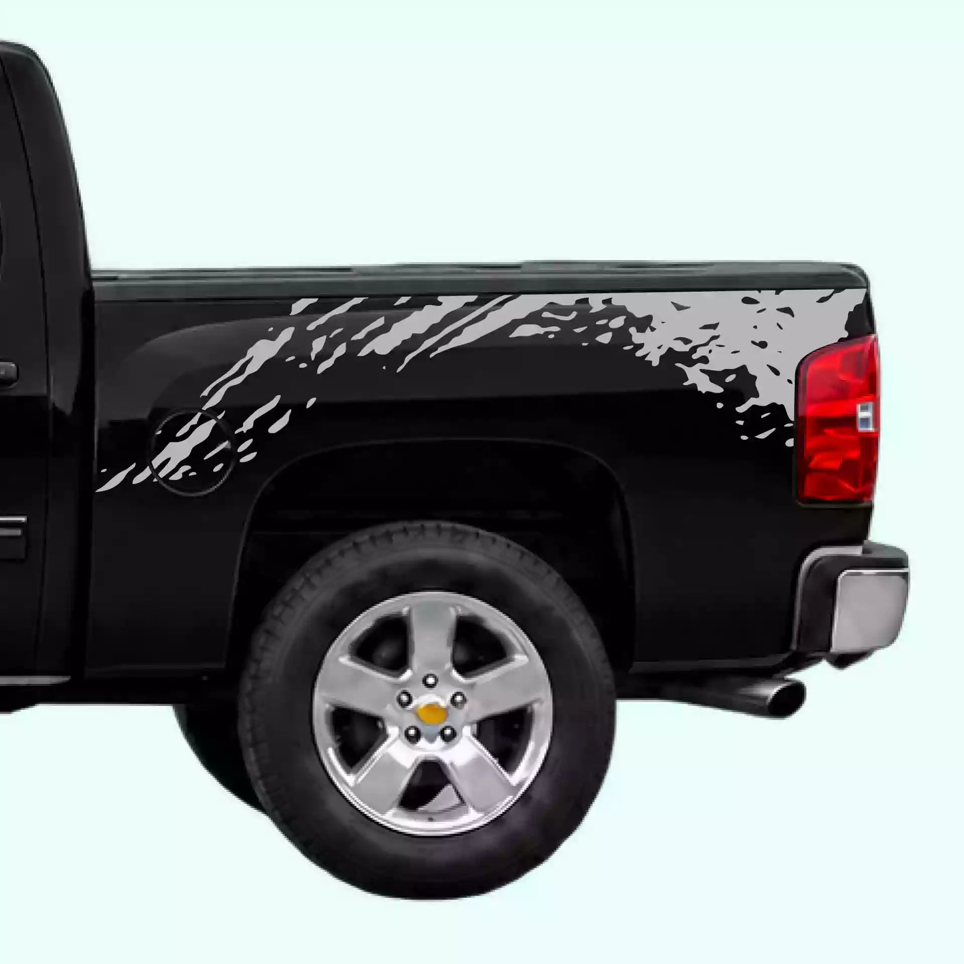2007-2013 Chevrolet Silverado Mud Splash Bed Decals Vinyl Graphics Kit Gray