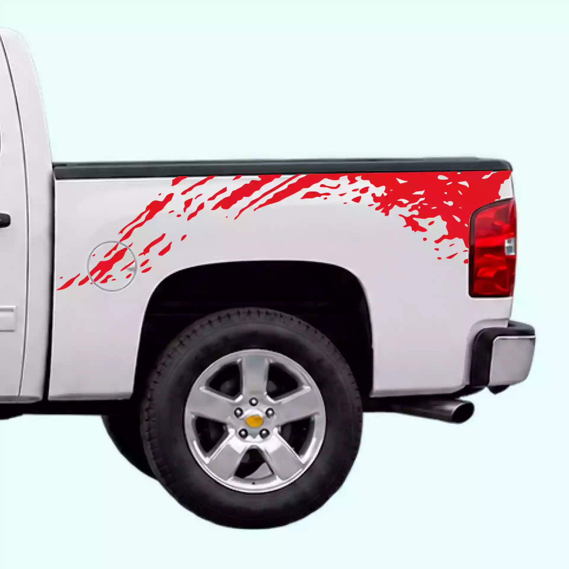 2007-2013 Chevrolet Silverado Mud Splash Bed Decals Vinyl Graphics Kit Red