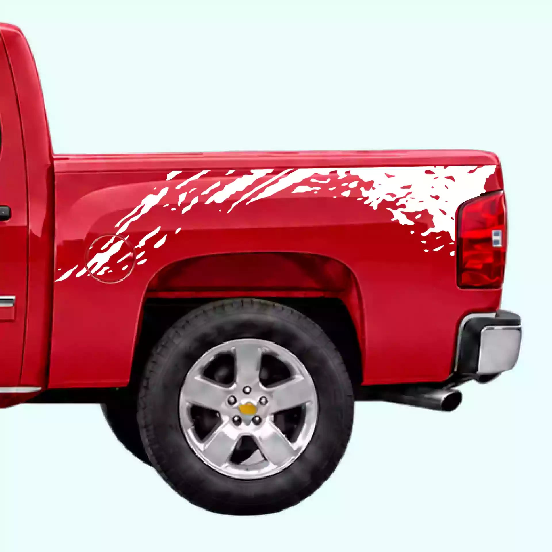 2007-2013 Chevrolet Silverado Mud Splash Bed Decals Vinyl Graphics Kit White