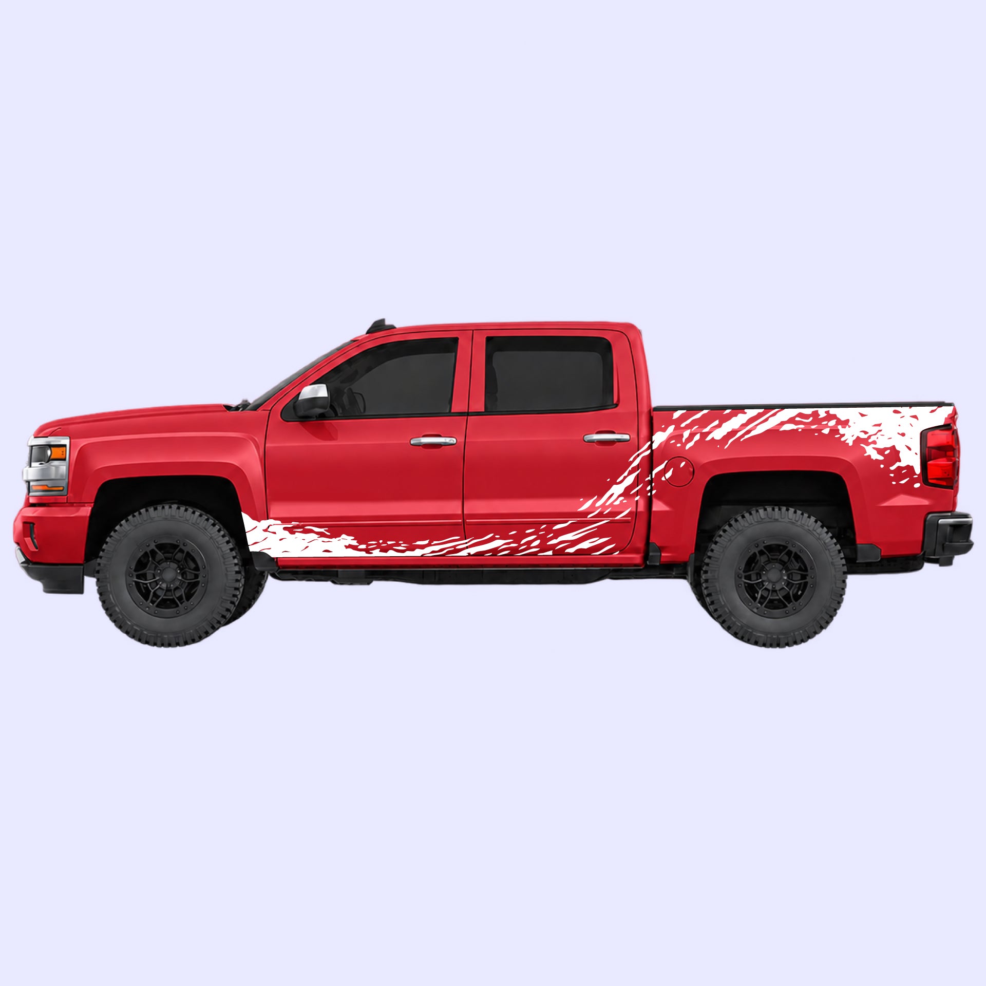 2014-2019 Chevrolet Silverado Mud Splash Rocker & Bed Decals Vinyl Graphics Kit White