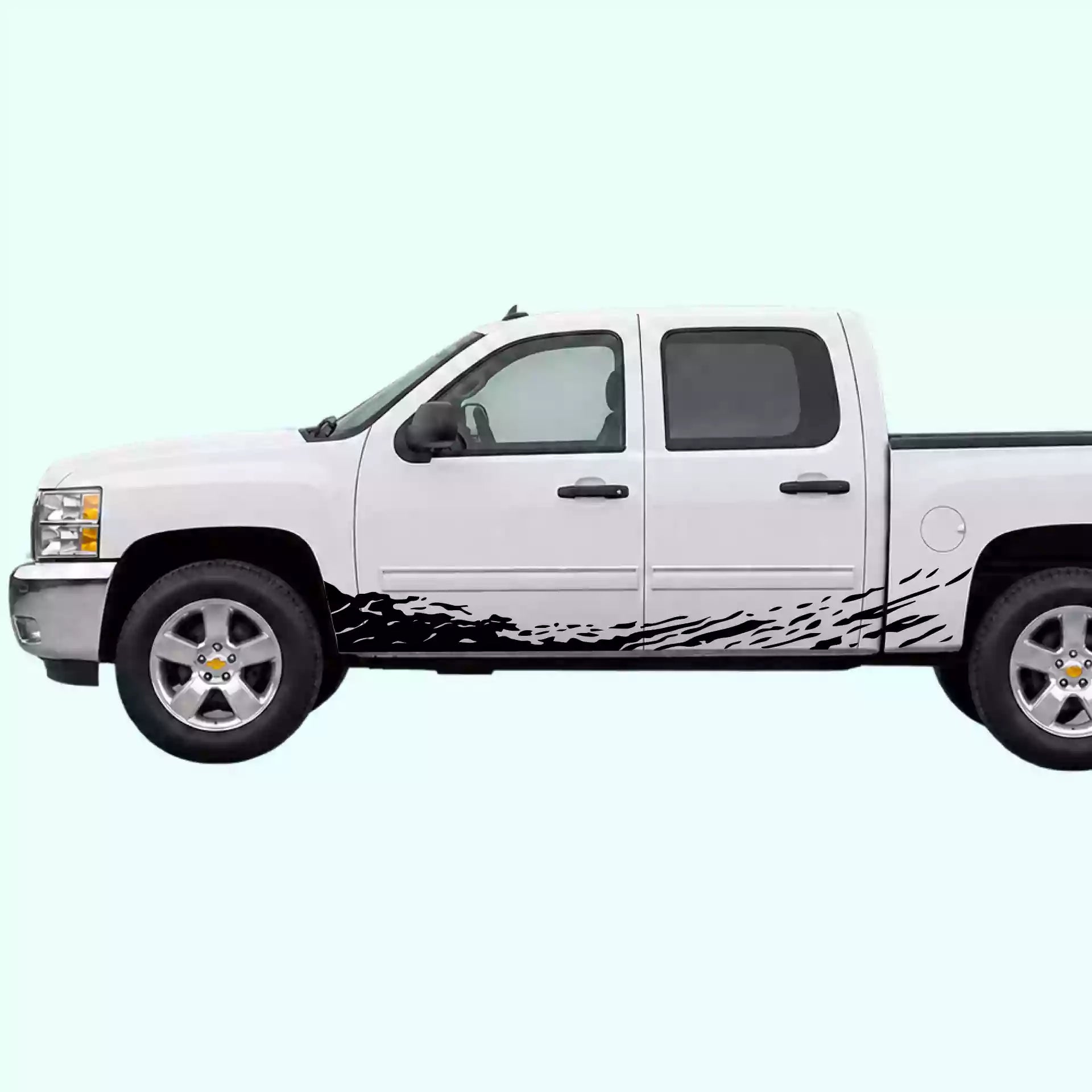 2007-2013 Chevrolet Silverado Mud Splash Rocker Stripes Vinyl Graphics Kit Black