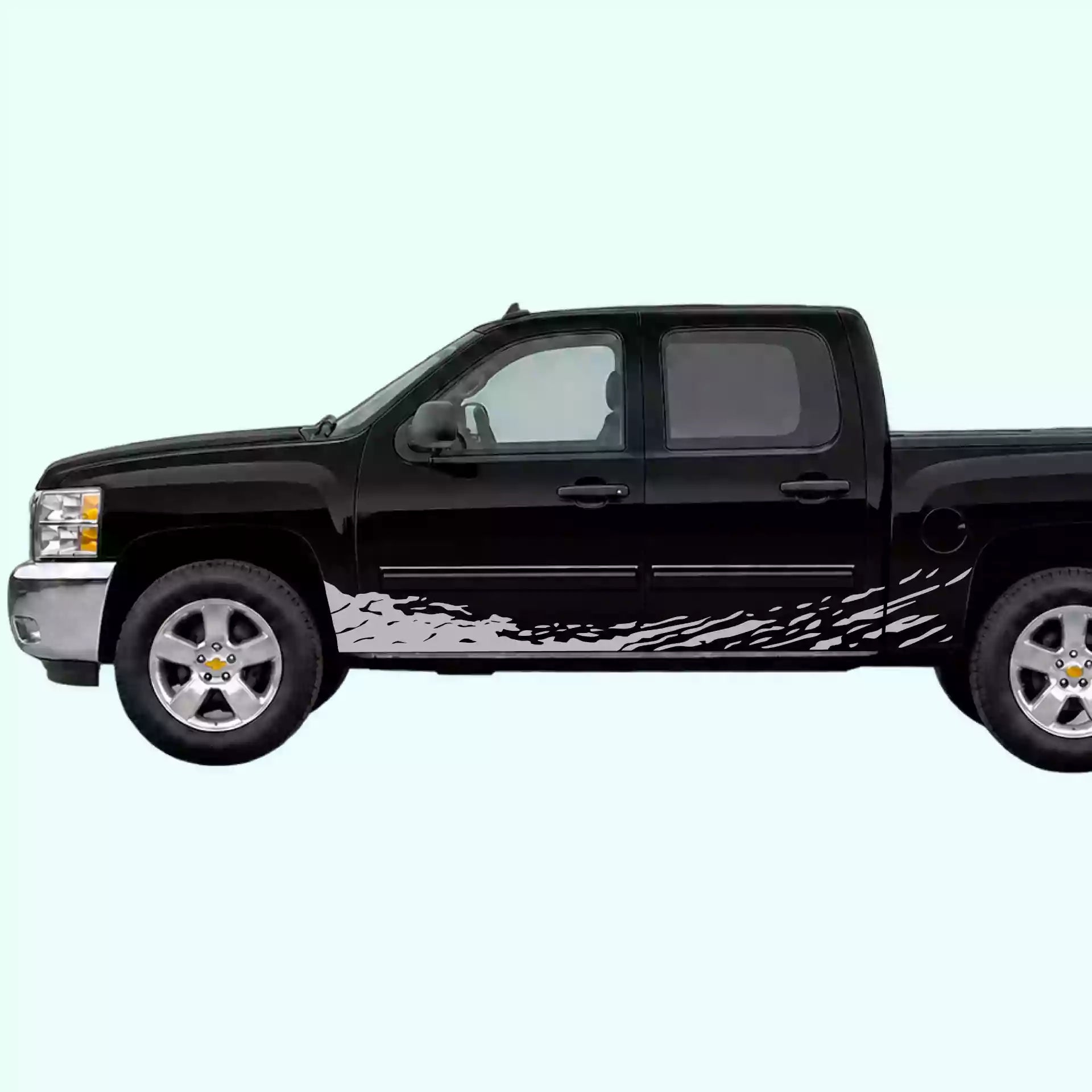 2007-2013 Chevrolet Silverado Mud Splash Rocker Stripes Vinyl Graphics Kit Gray