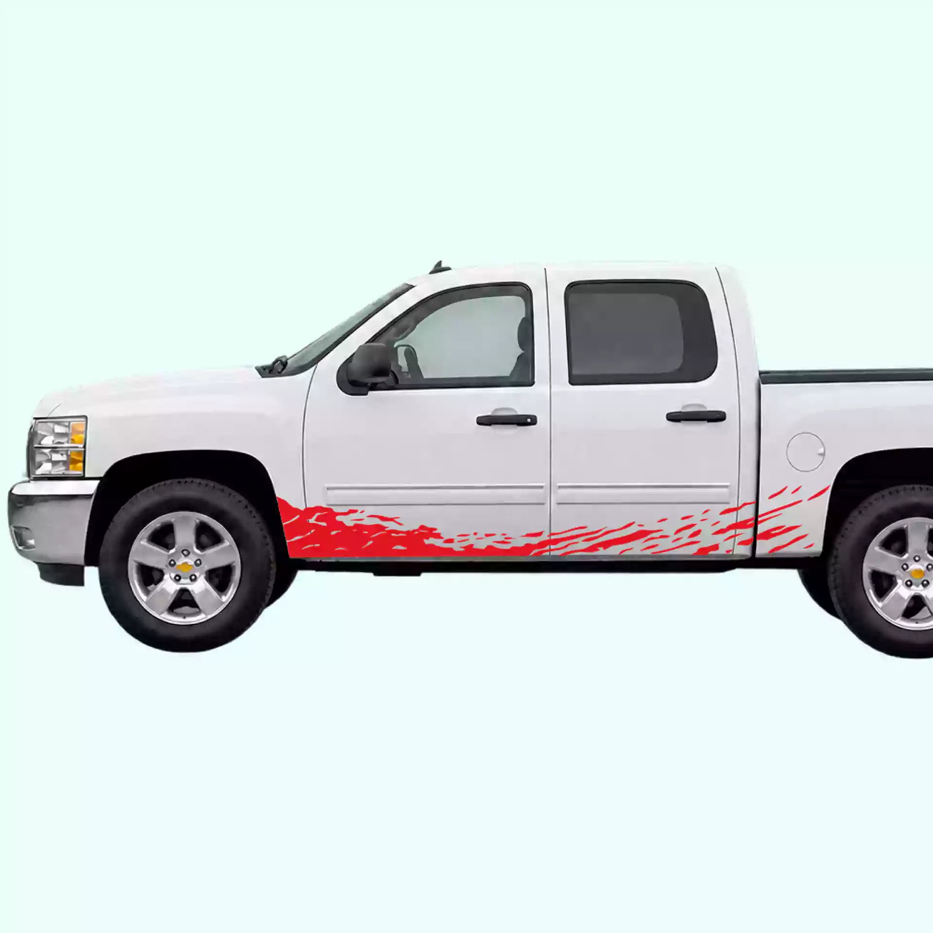 2007-2013 Chevrolet Silverado Mud Splash Rocker Stripes Vinyl Graphics Kit Red