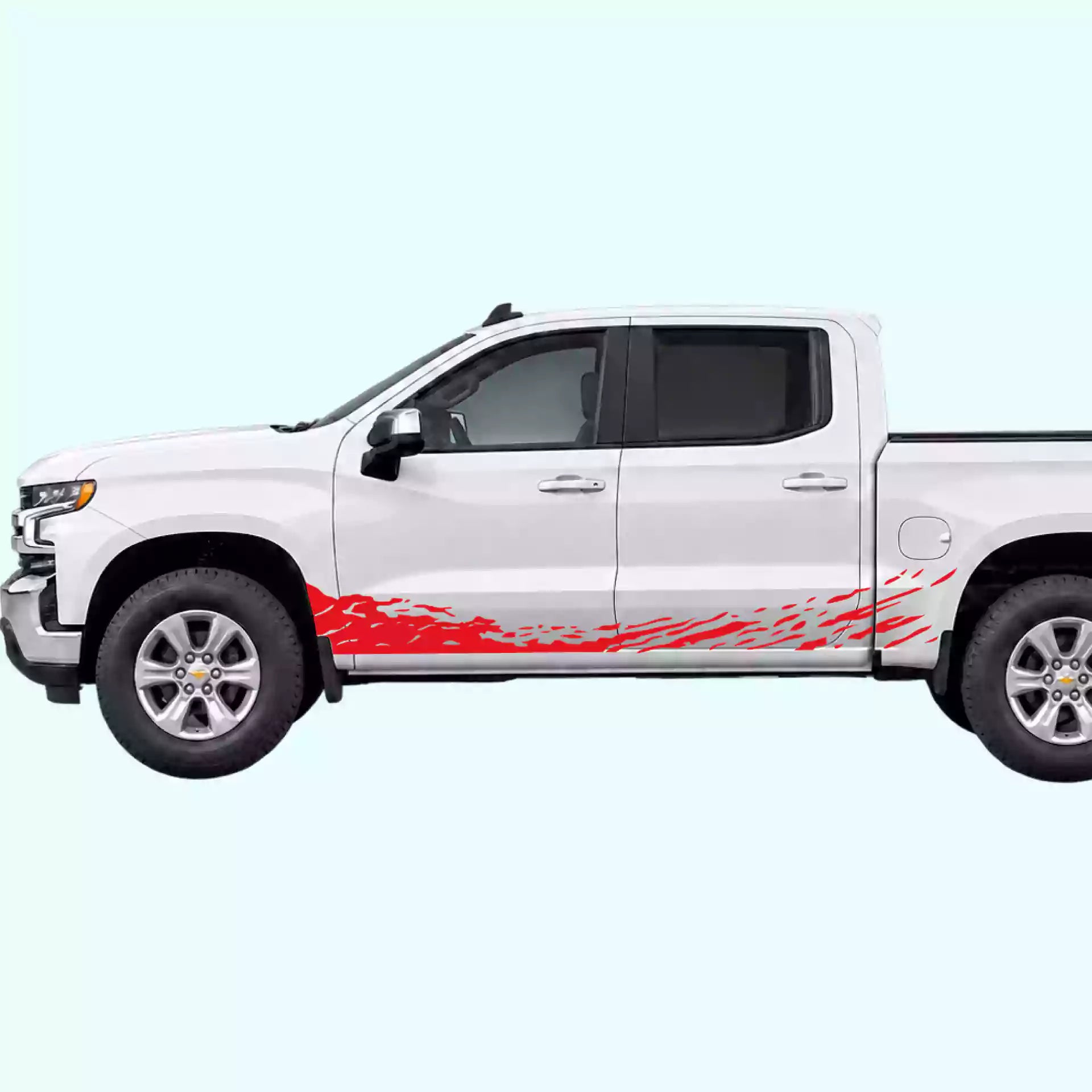 2019-present Chevrolet Silverado Mud Splash Rocker Stripes Vinyl Graphics Kit Red