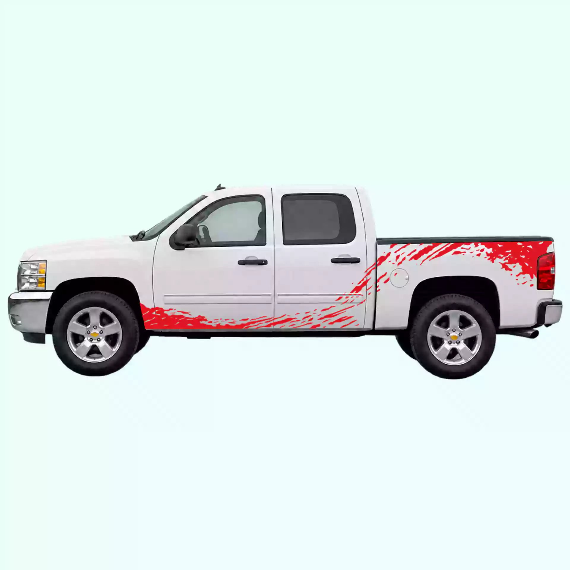 2007-2013 Chevrolet Silverado Mud Splash Rocker & Bed Decals Vinyl Graphics Kit Red