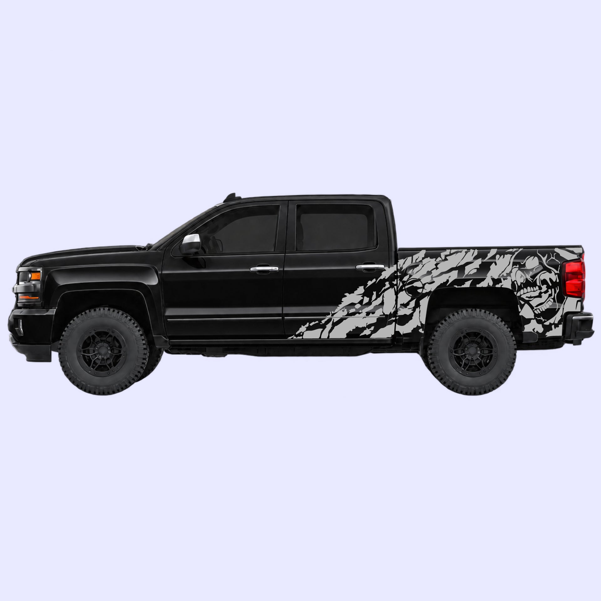 2014-2019 Chevrolet Silverado Nightmare Side Decals Vinyl Graphics Kit Gray