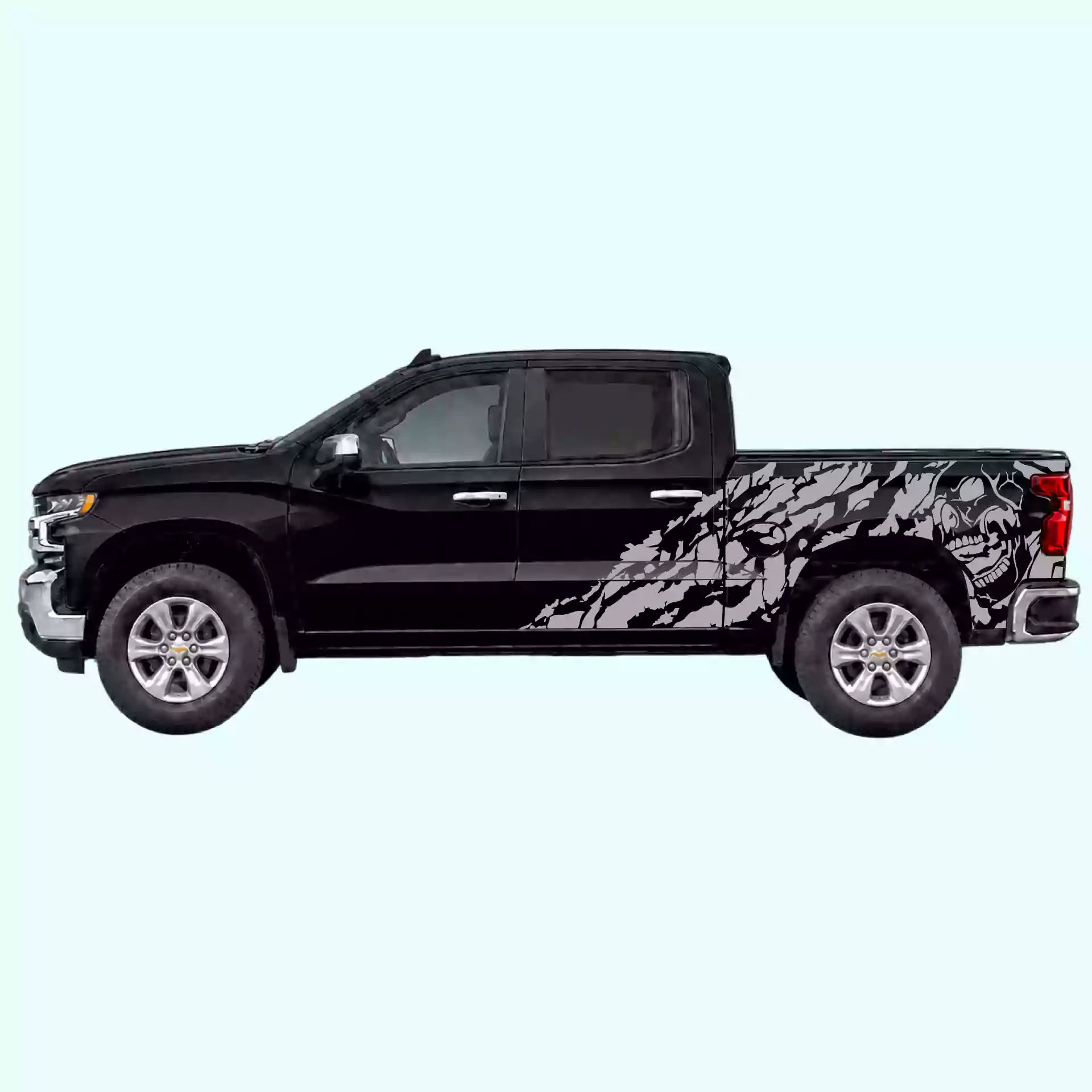 2019-present Chevrolet Silverado Nightmare Side Decals Vinyl Graphics Kit Gray