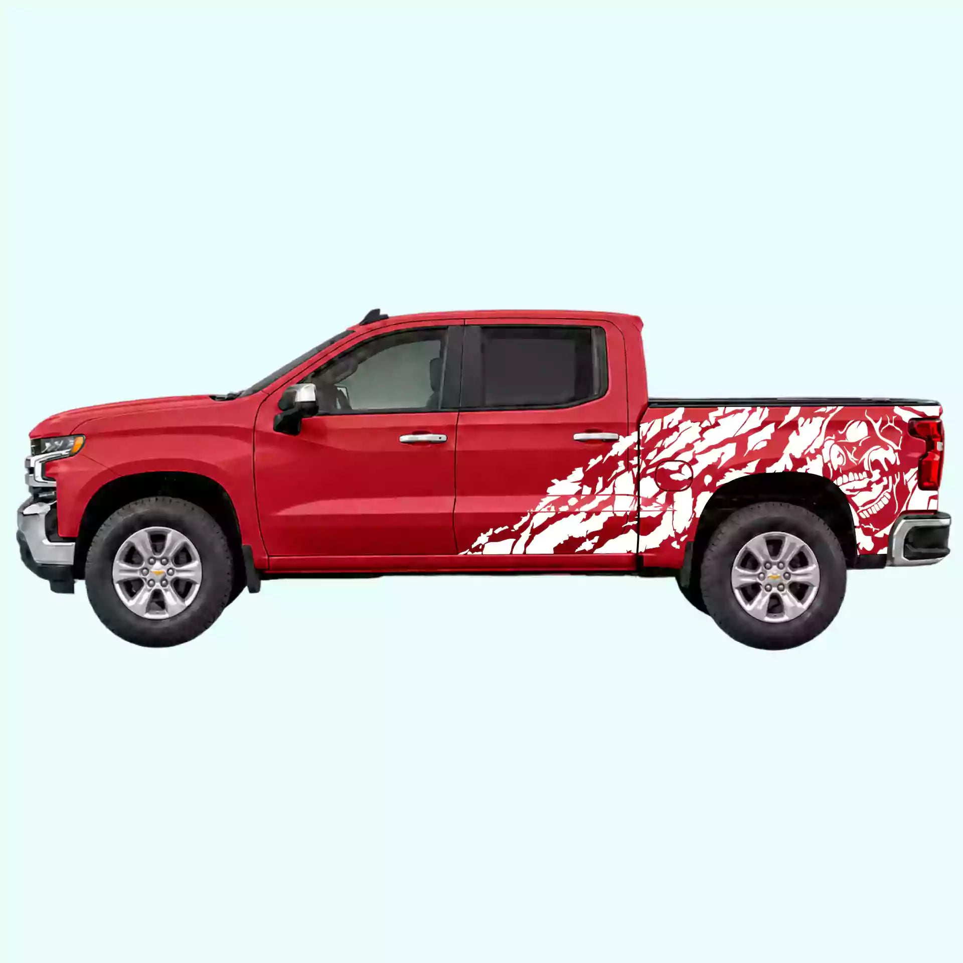 2019-present Chevrolet Silverado Nightmare Side Decals Vinyl Graphics Kit White