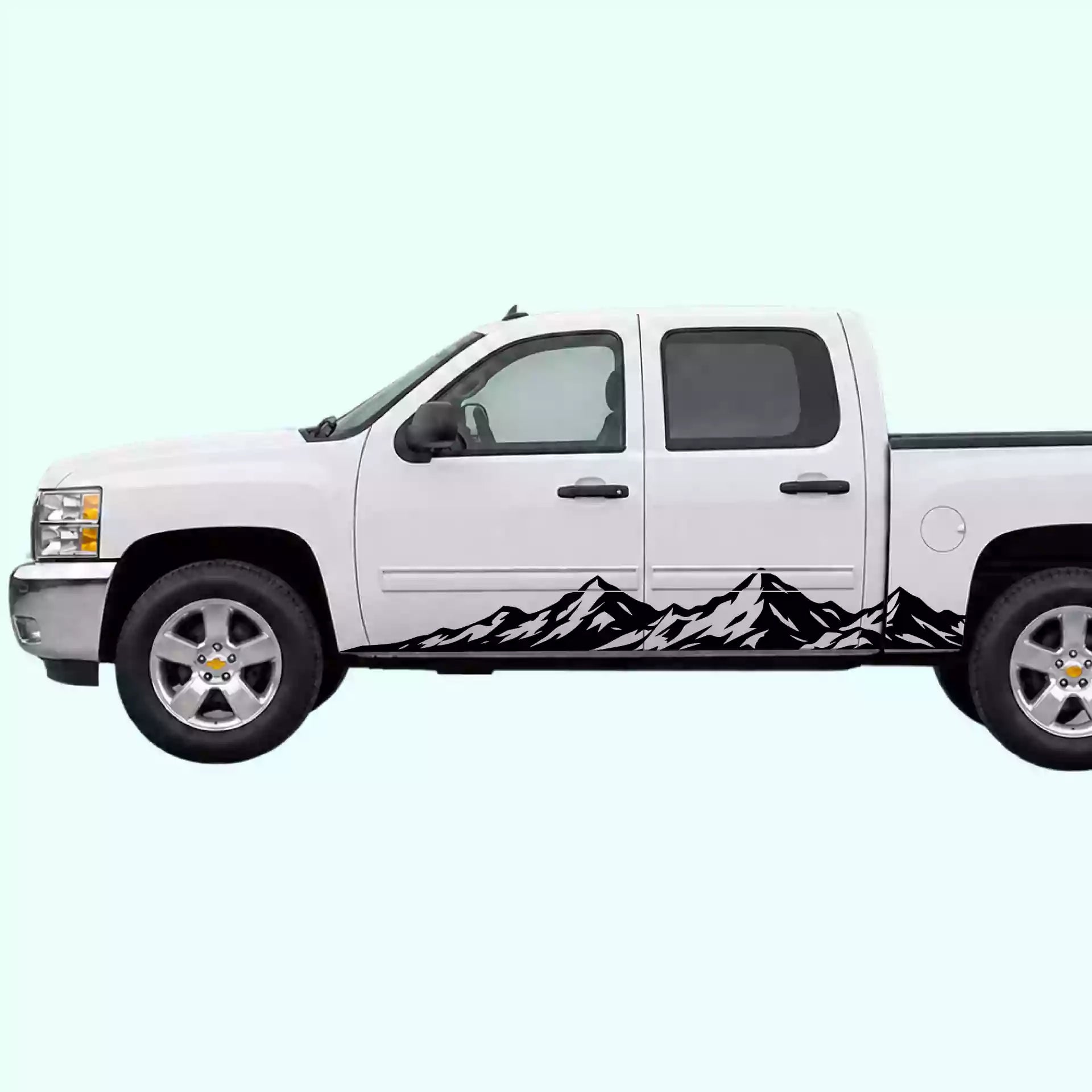 2007-2013 Chevrolet Silverado Peak Mountain Rocker Stripes Vinyl Graphics Kit Black