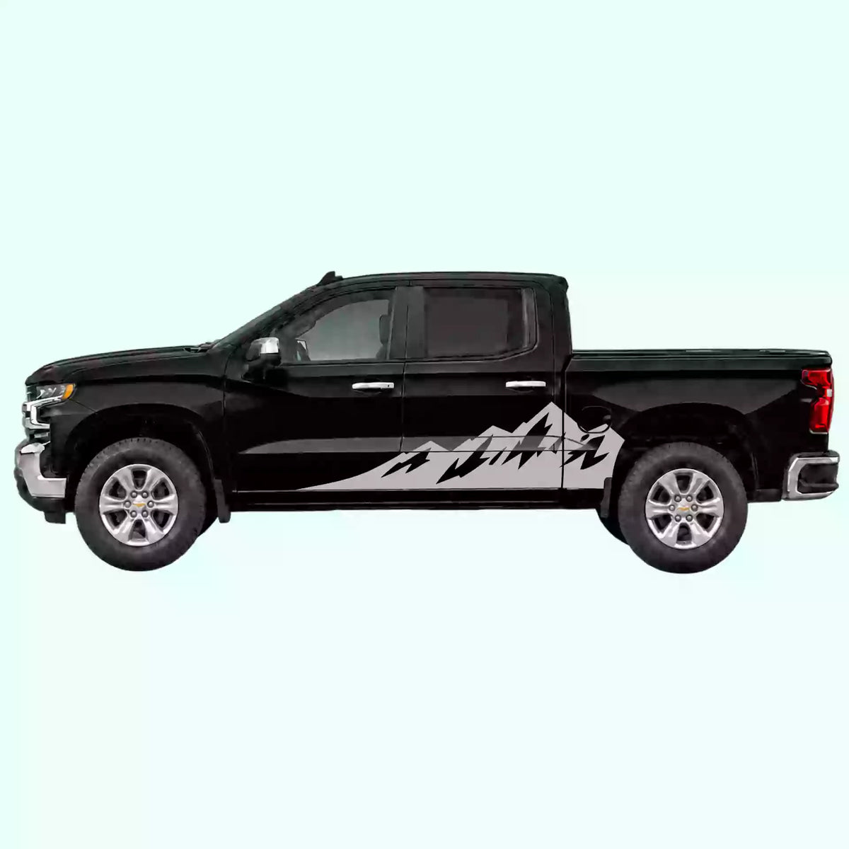 2019-present Chevrolet Silverado Peak Mountain Side Decals Vinyl Graphics Kit Gray