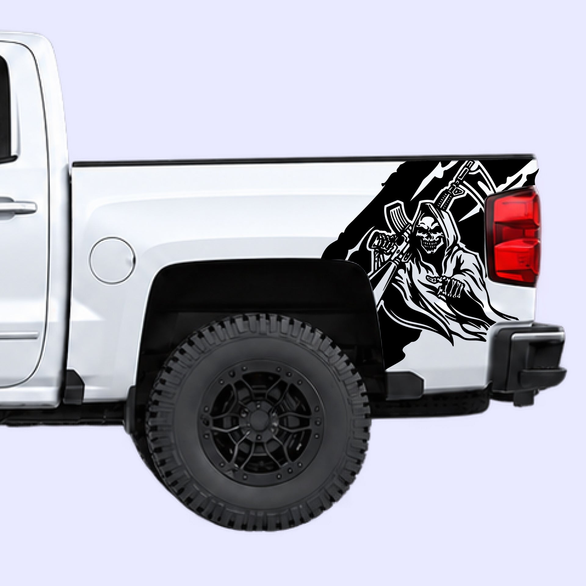 2014-2019 Chevrolet Silverado Reaper Bed Decals Vinyl Graphics Kit Black