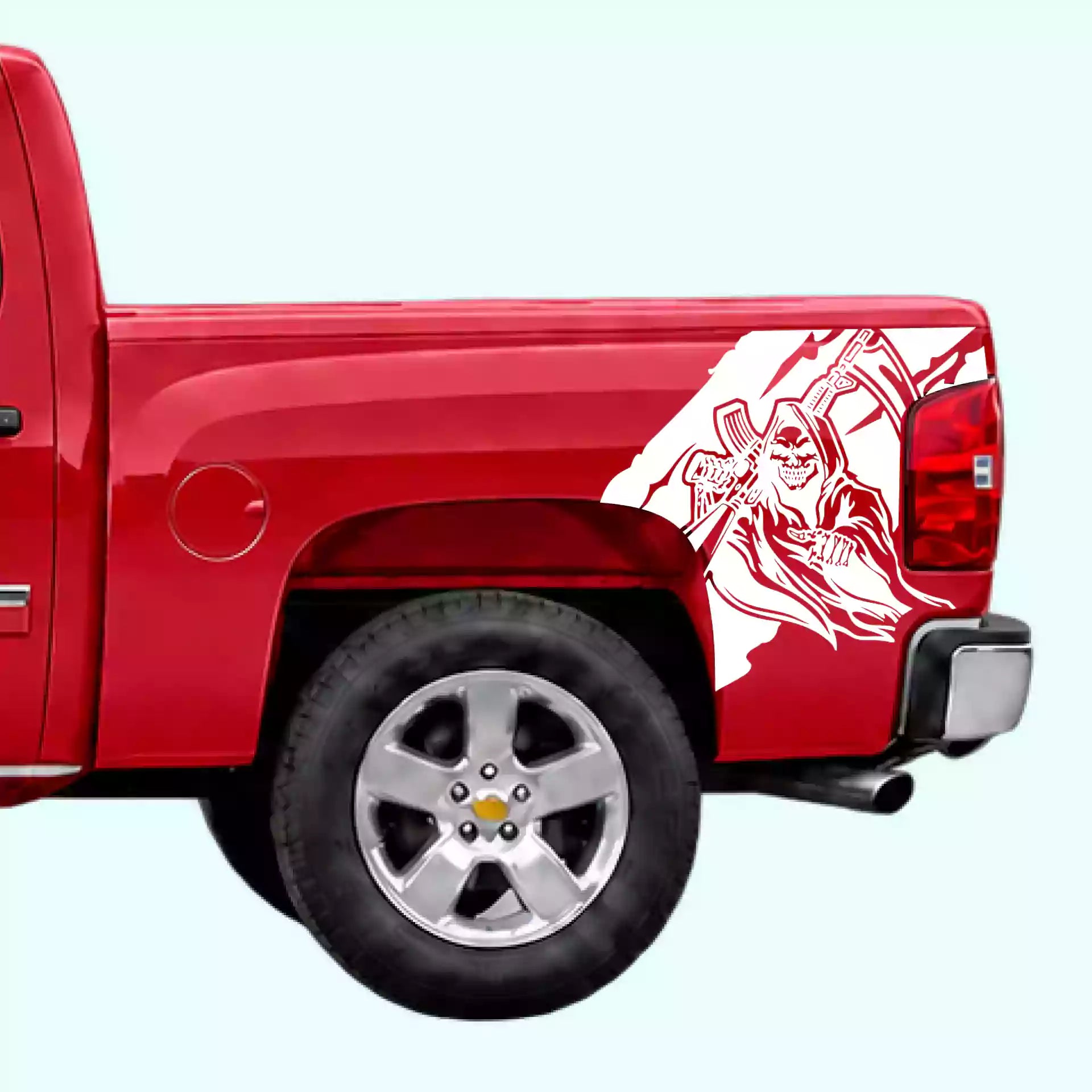 2007-2013 Chevrolet Silverado Reaper Bed Decals Vinyl Graphics Kit White