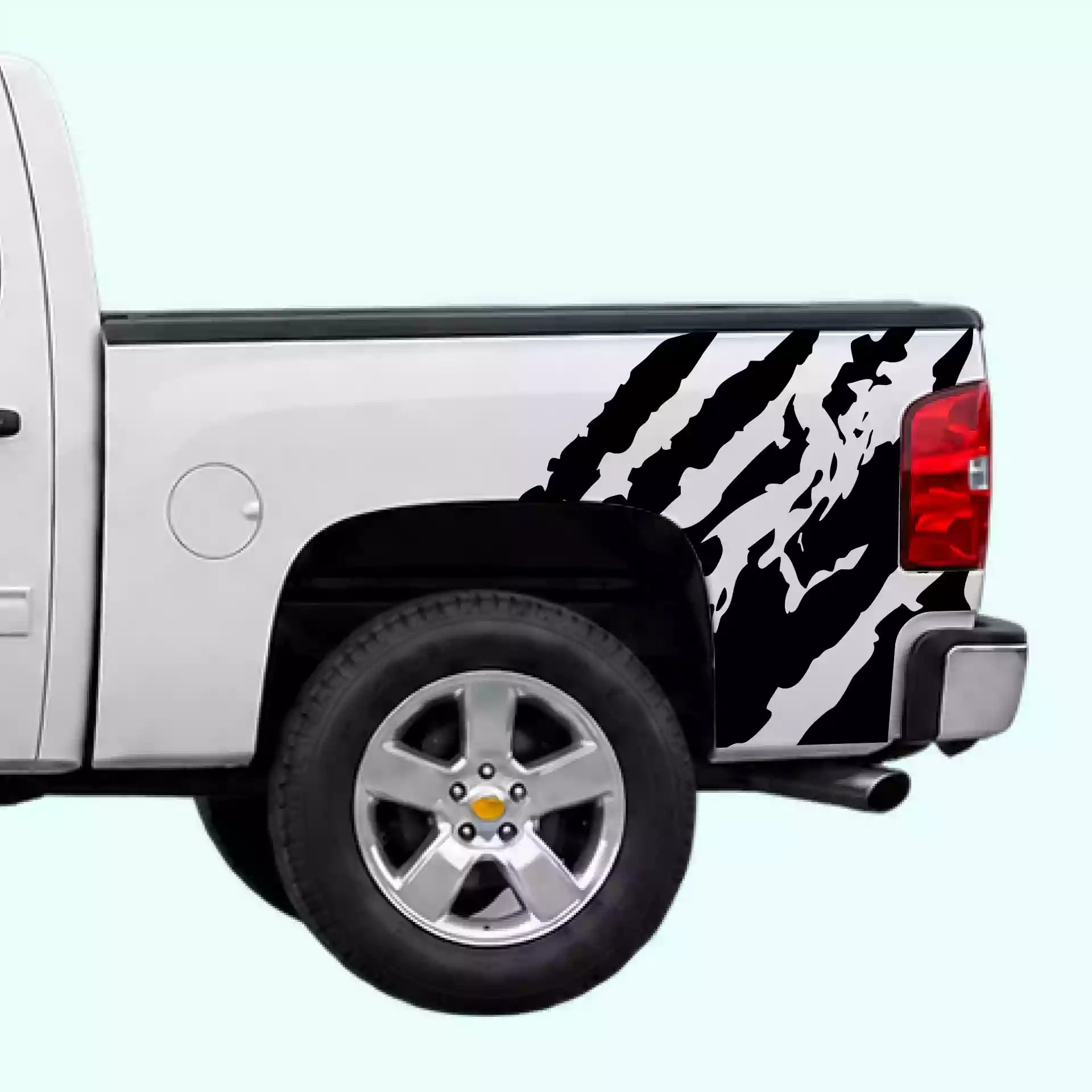 2007-2013 Chevrolet Silverado Shred Bed Side Decals Vinyl Graphics Kit Black