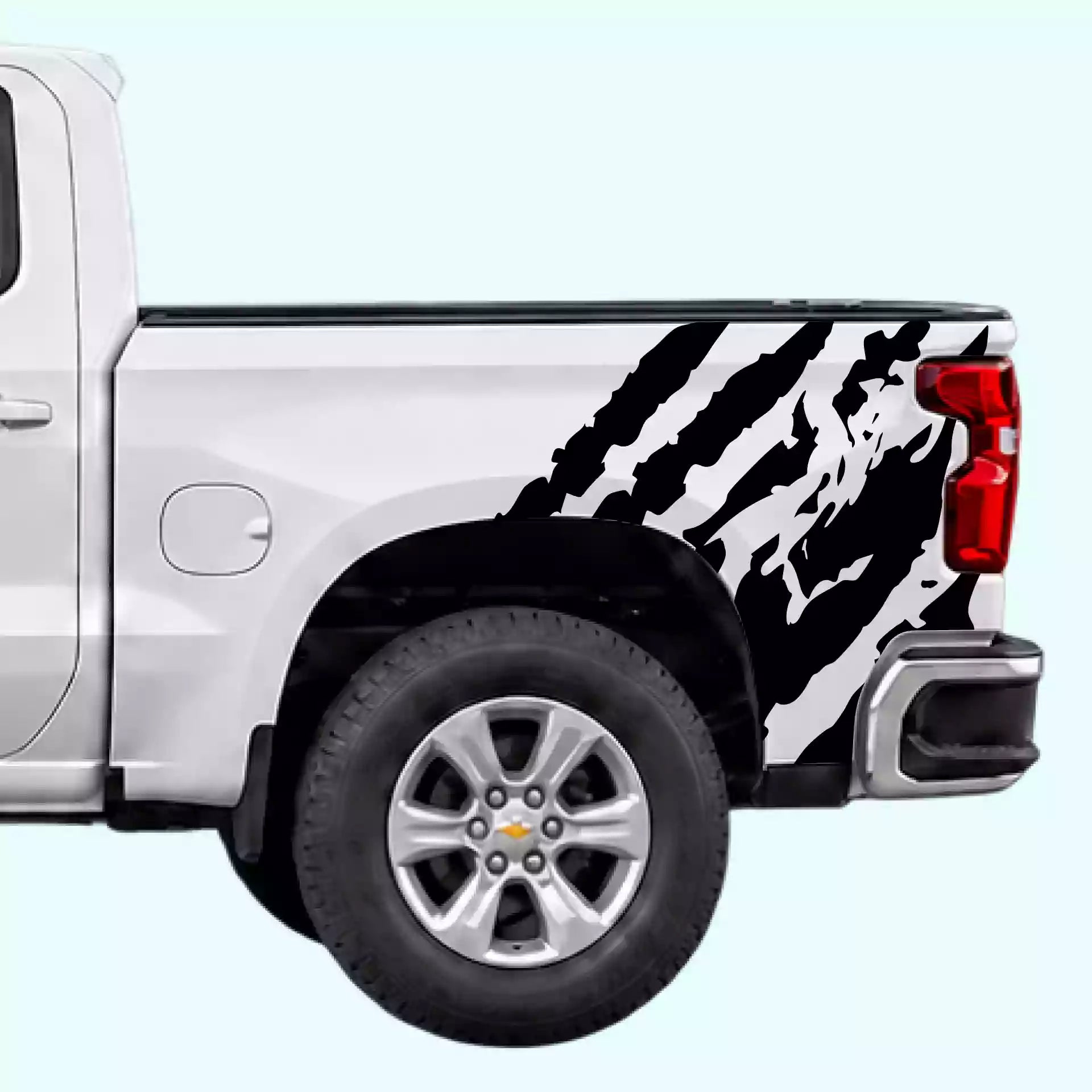 2019-present Chevrolet Silverado Shred Bed Side Decals Vinyl Graphics Kit Black