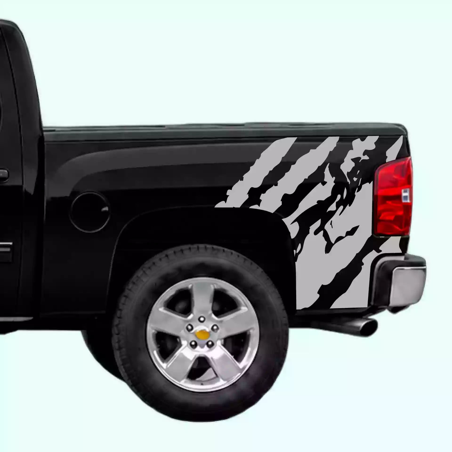 2007-2013 Chevrolet Silverado Shred Bed Side Decals Vinyl Graphics Kit Gray
