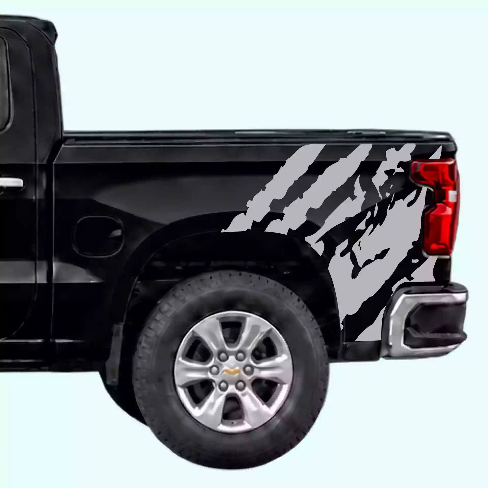 2019-present Chevrolet Silverado Shred Bed Side Decals Vinyl Graphics Kit Gray