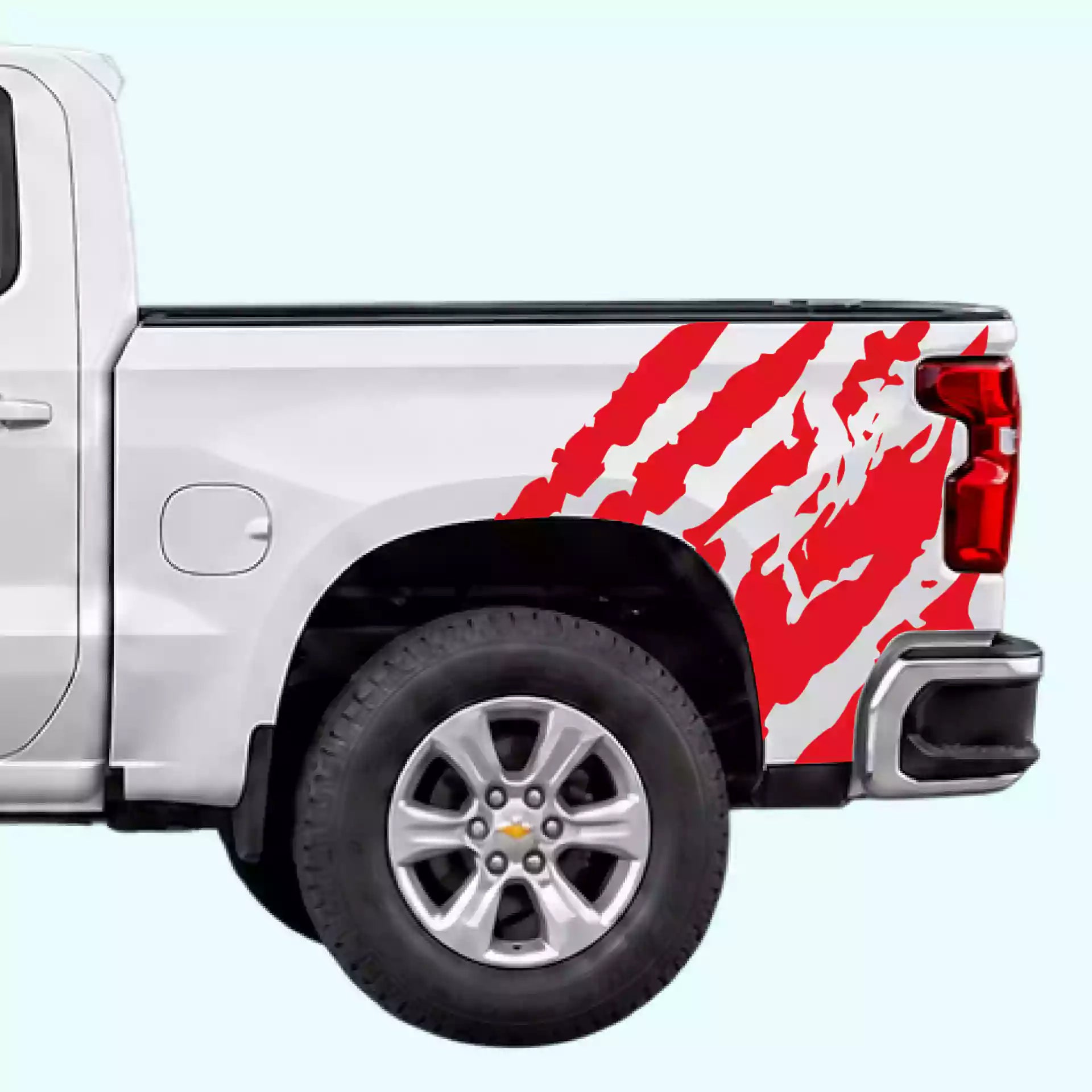 2019-present Chevrolet Silverado Shred Bed Side Decals Vinyl Graphics Kit Red