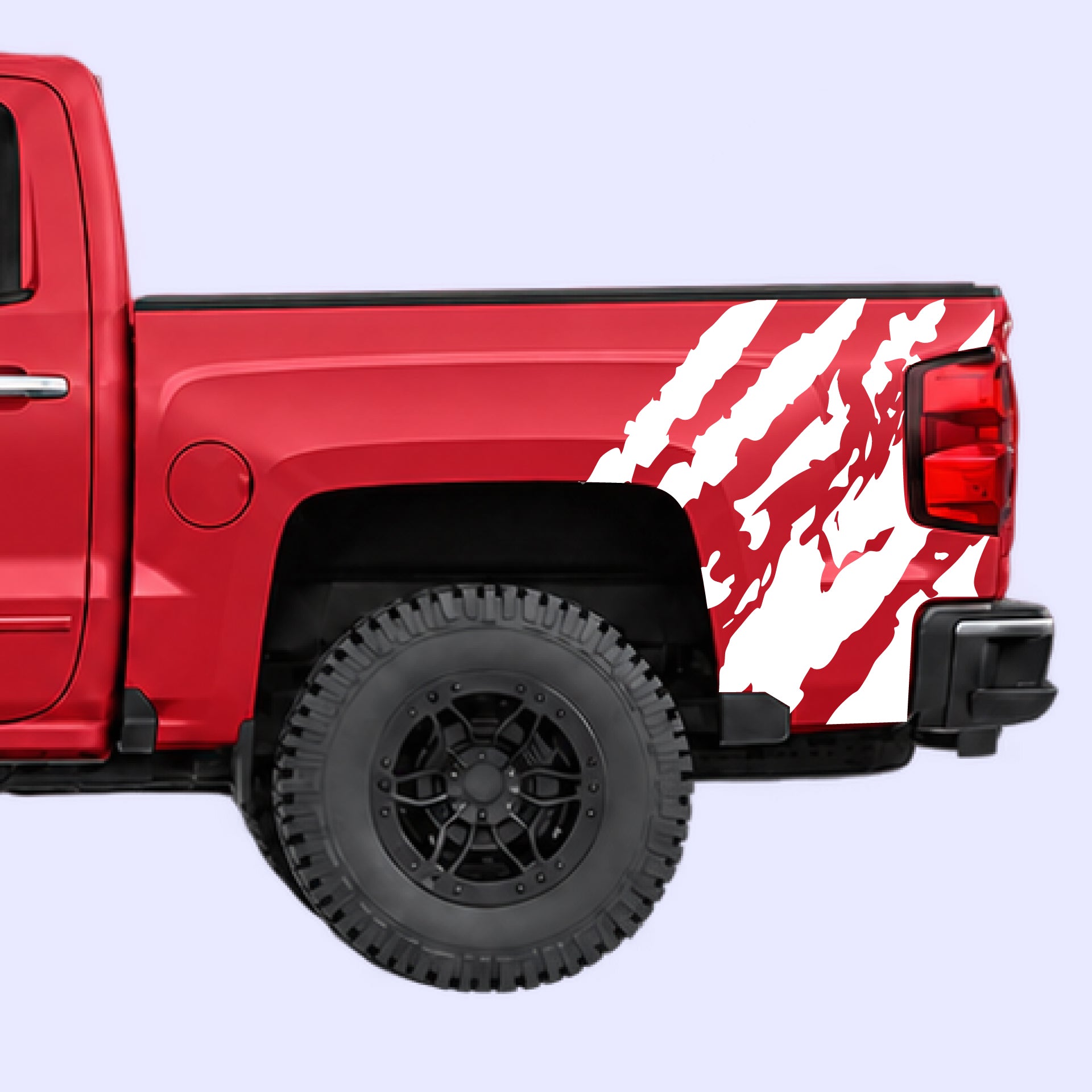 2014-2019 Chevrolet Silverado Shred Bed Side Decals Vinyl Graphics Kit White