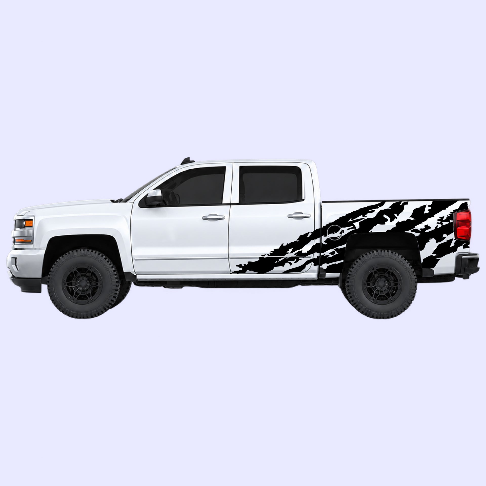 2014-2019 Chevrolet Silverado Shred Side Decals Vinyl Graphics Kit Black