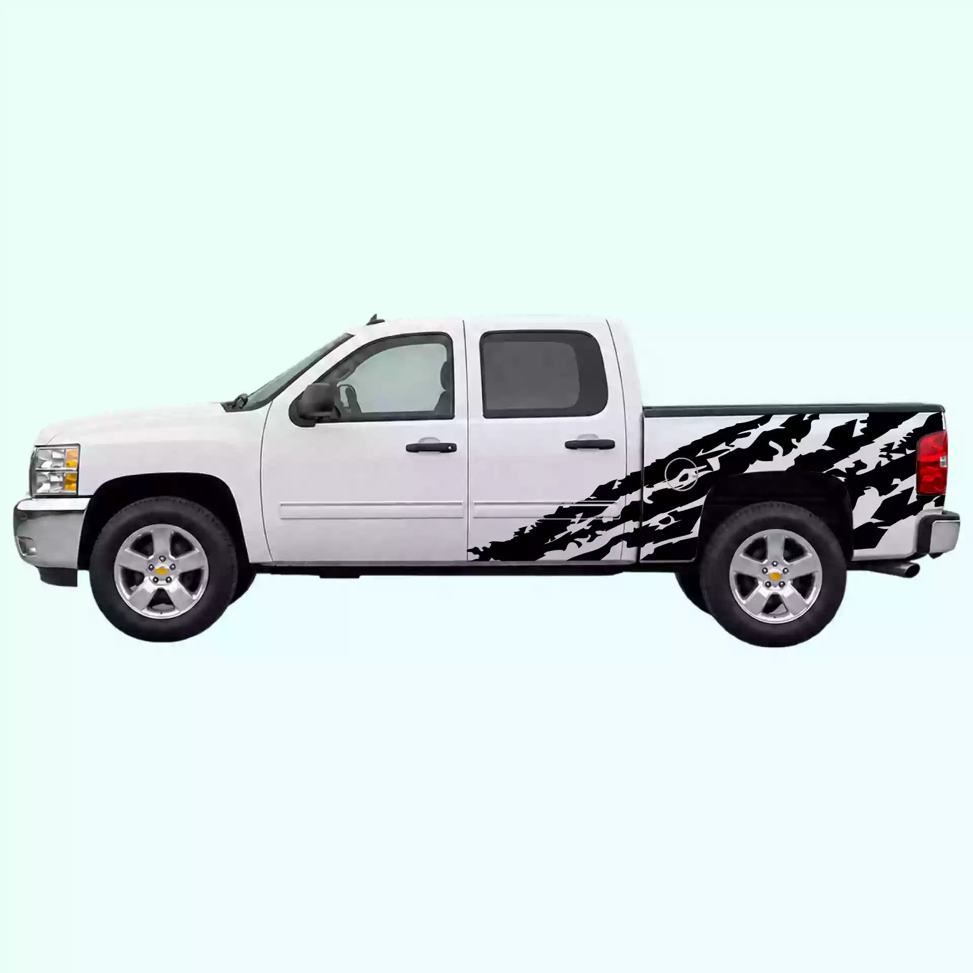 2007-2013 Chevrolet Silverado Shred Side Decals Vinyl Graphics Kit Black