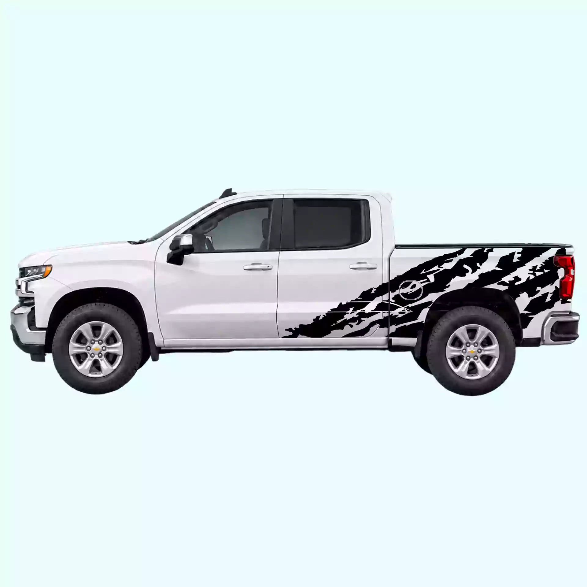 2019-present Chevrolet Silverado Shred Side Decals Vinyl Graphics Kit Black