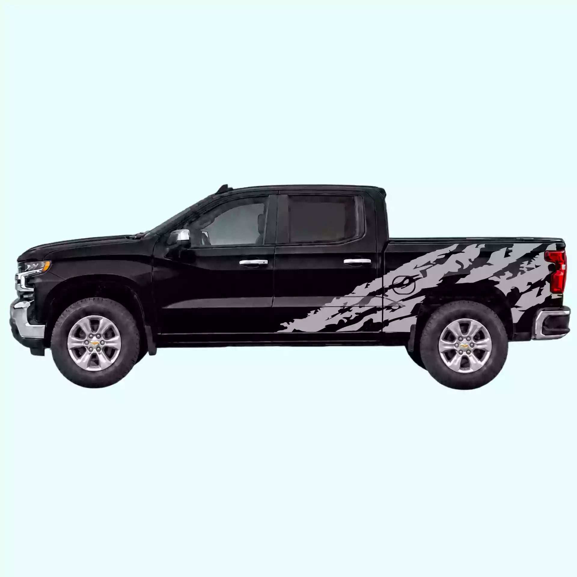 2019-present Chevrolet Silverado Shred Side Decals Vinyl Graphics Kit Gray