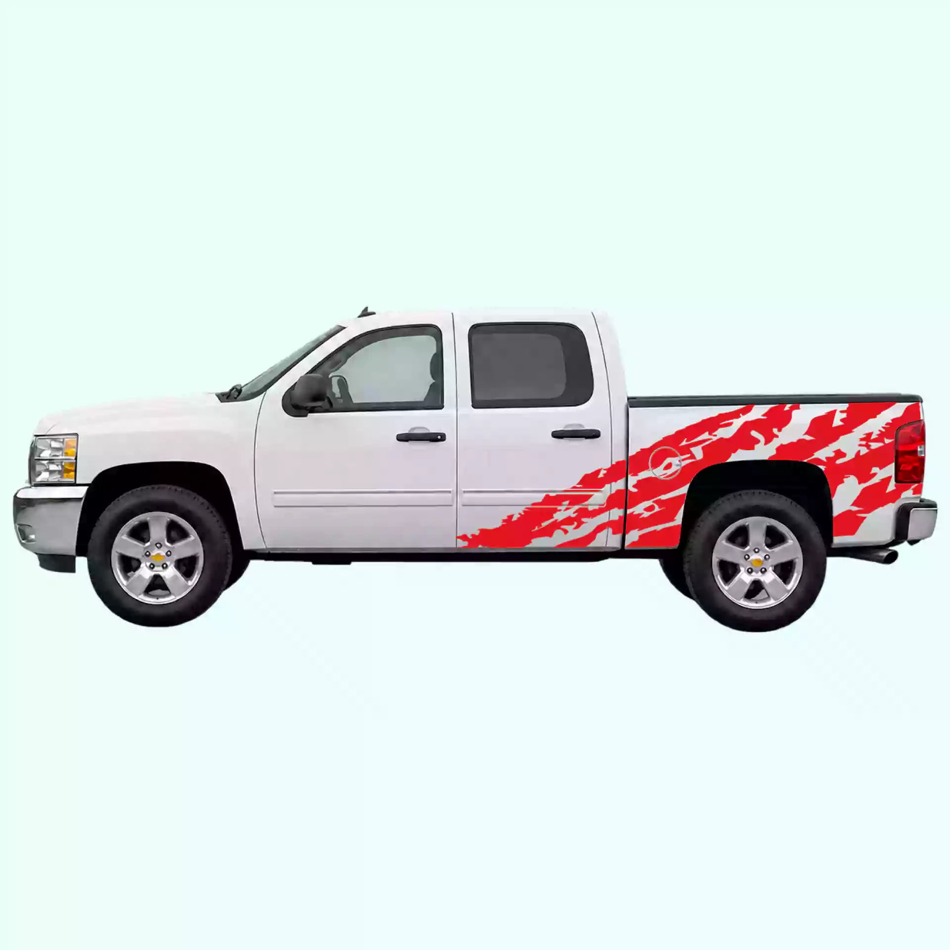 2007-2013 Chevrolet Silverado Shred Side Decals Vinyl Graphics Kit Red