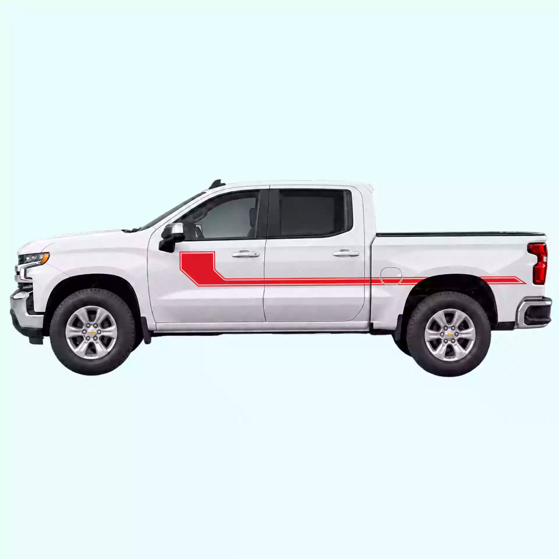 2019-present Chevrolet Silverado Side Line Stripes Vinyl Graphics Kit Red