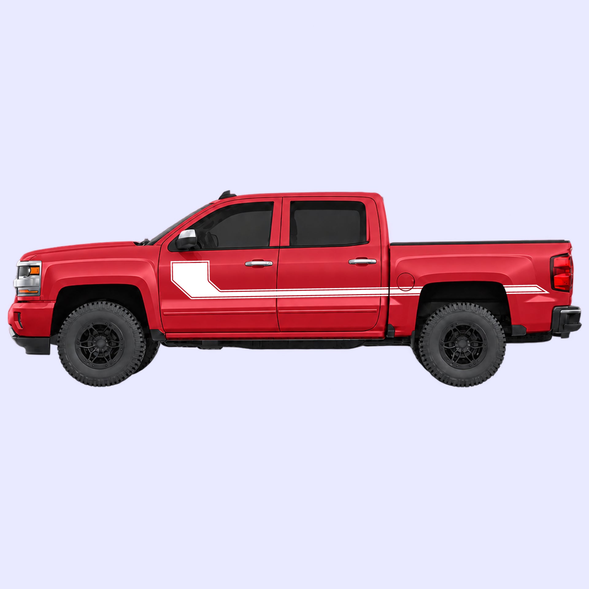 2014-2019 Chevrolet Silverado Side Line Stripes Vinyl Graphics Kit White