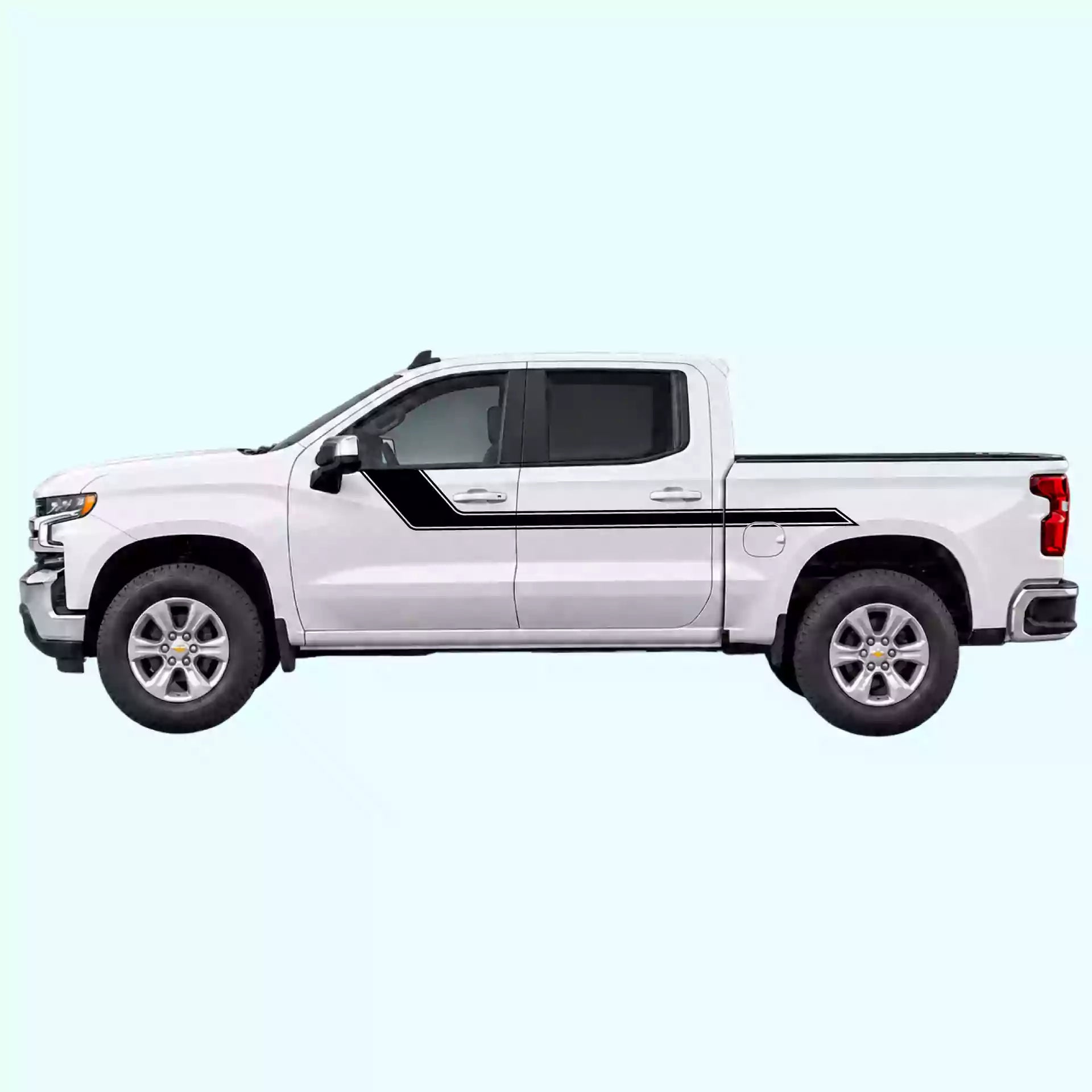 2019-present Chevrolet Silverado Side Rally Stripes Vinyl Graphics Kit Black