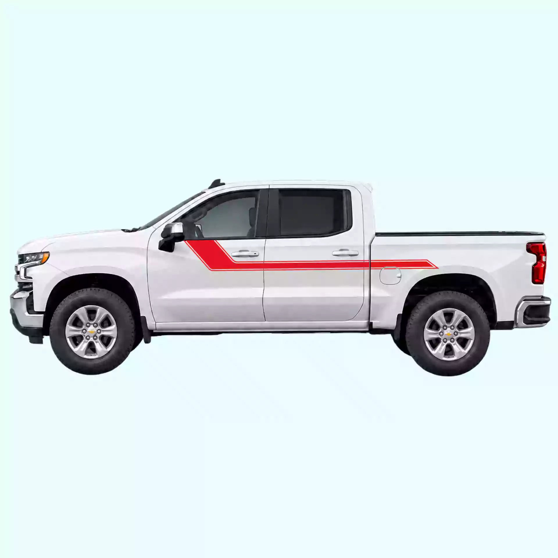 2019-present Chevrolet Silverado Side Rally Stripes Vinyl Graphics Kit Red