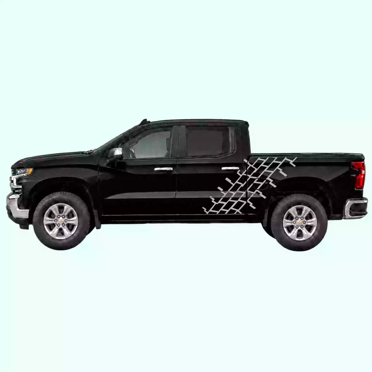2019-present Chevrolet Silverado Tire Tread Side Decals Vinyl Graphics Kit Gray