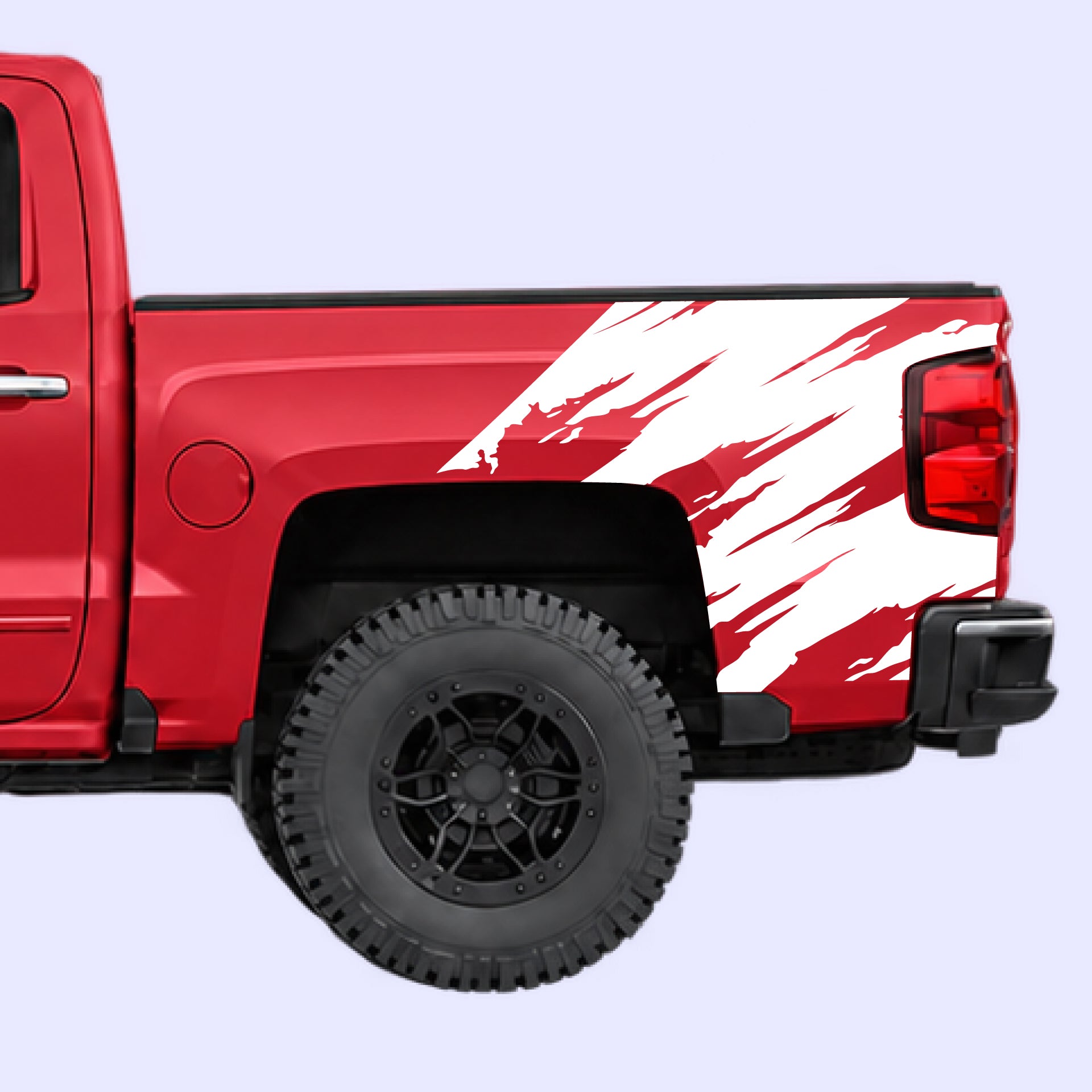 2014-2019 Chevrolet Silverado Torn Bed Decals Vinyl Graphics Kit White