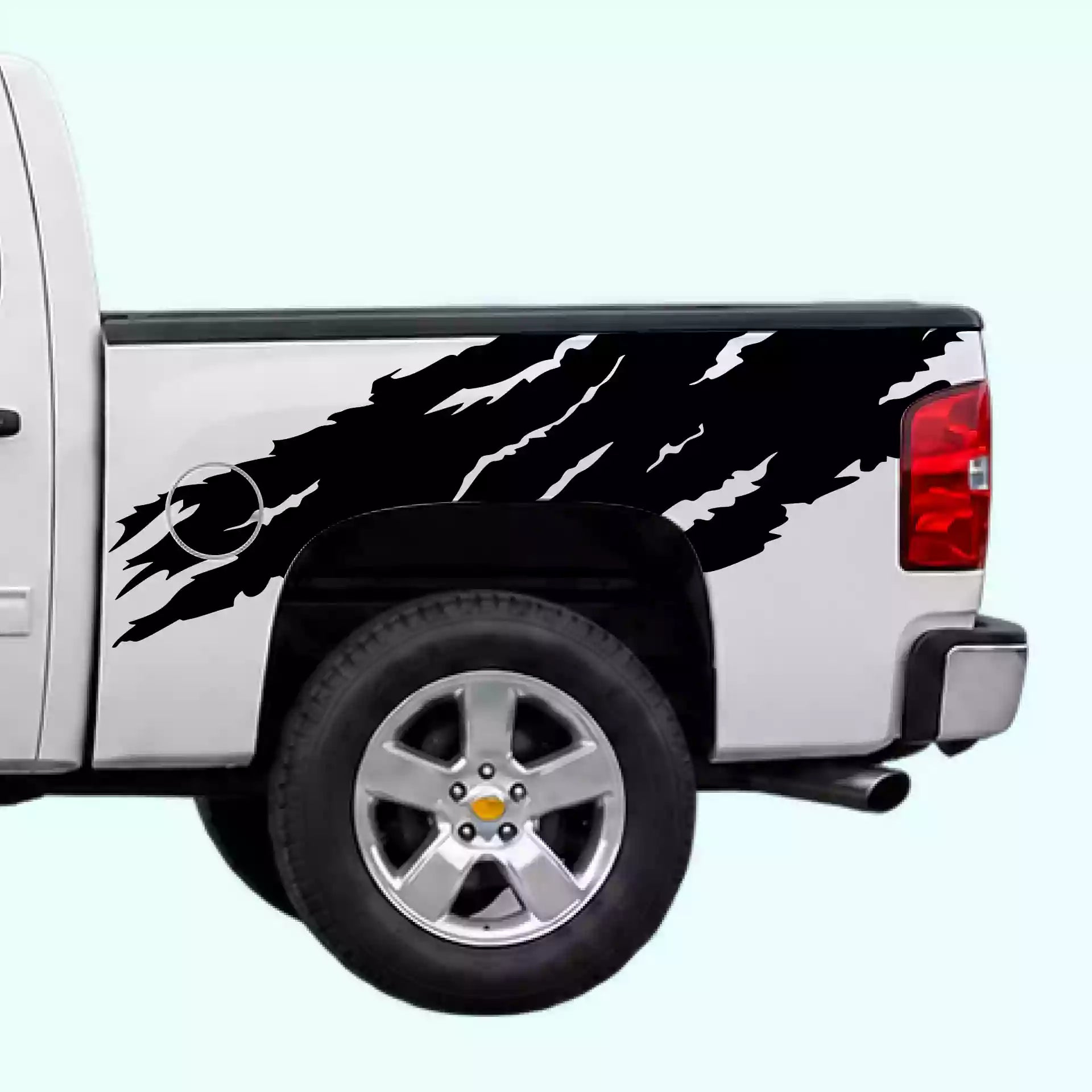2007-2013 Chevrolet Silverado Torn Off Road Bed Decals Vinyl Graphics Kit Black