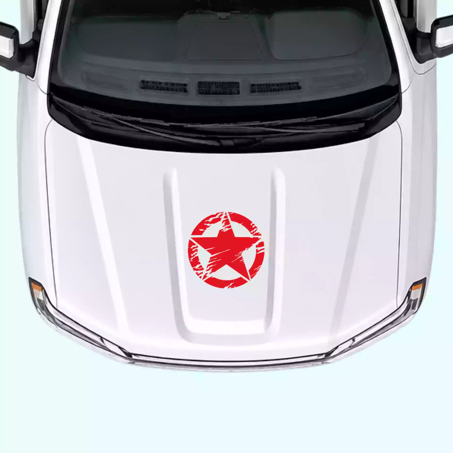 2019-present Chevrolet Silverado Torn Star Hood Decal Vinyl Graphics Kit Red
