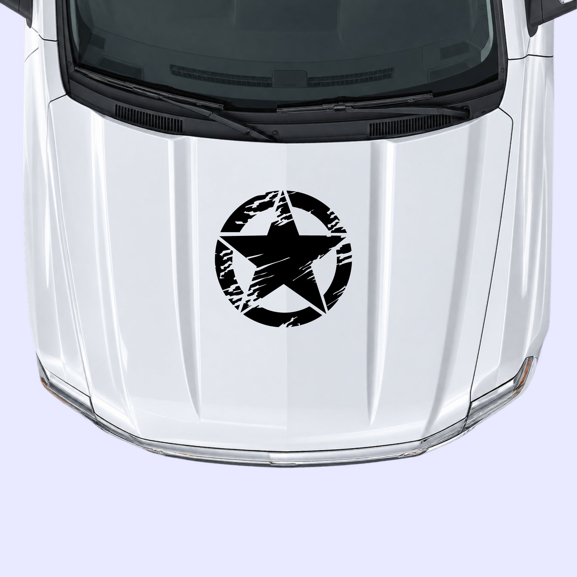 2014-2019 Chevrolet Silverado Torn Star Hood Decal Vinyl Graphics Kit Black