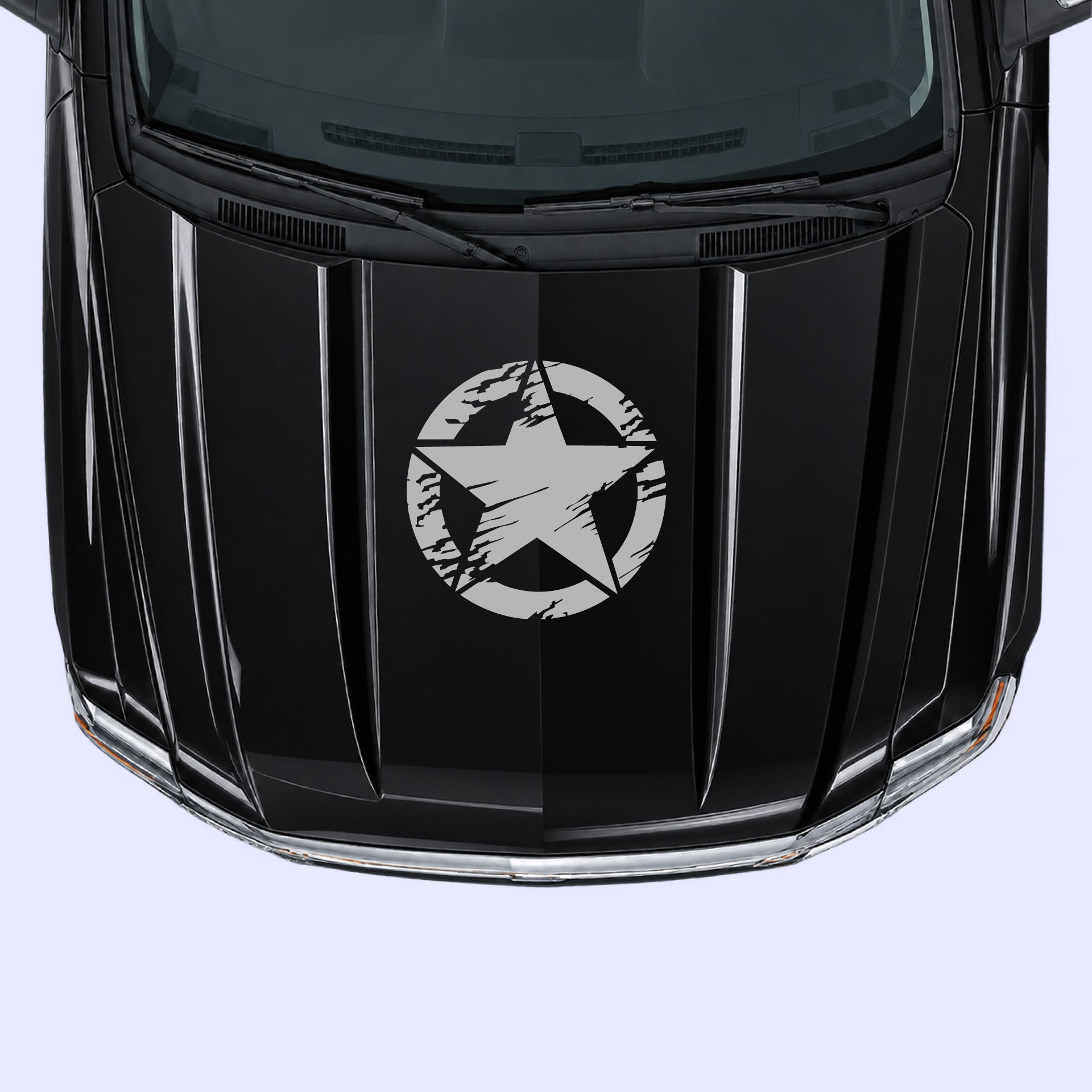 2014-2019 Chevrolet Silverado Torn Star Hood Decal Vinyl Graphics Kit Gray