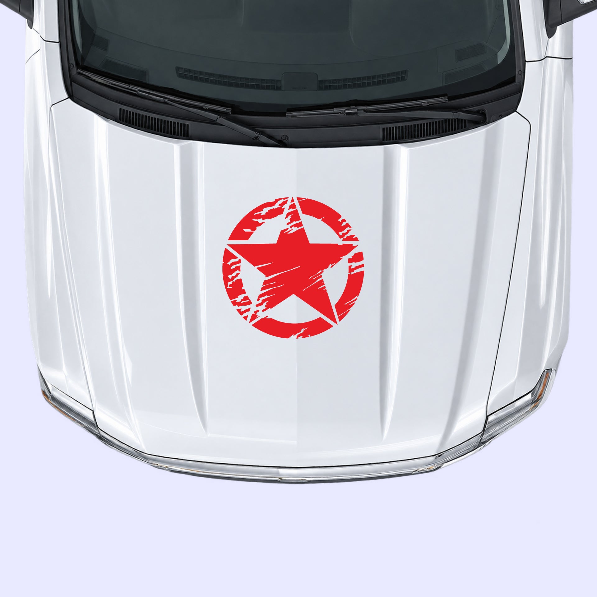 2014-2019 Chevrolet Silverado Torn Star Hood Decal Vinyl Graphics Kit Red