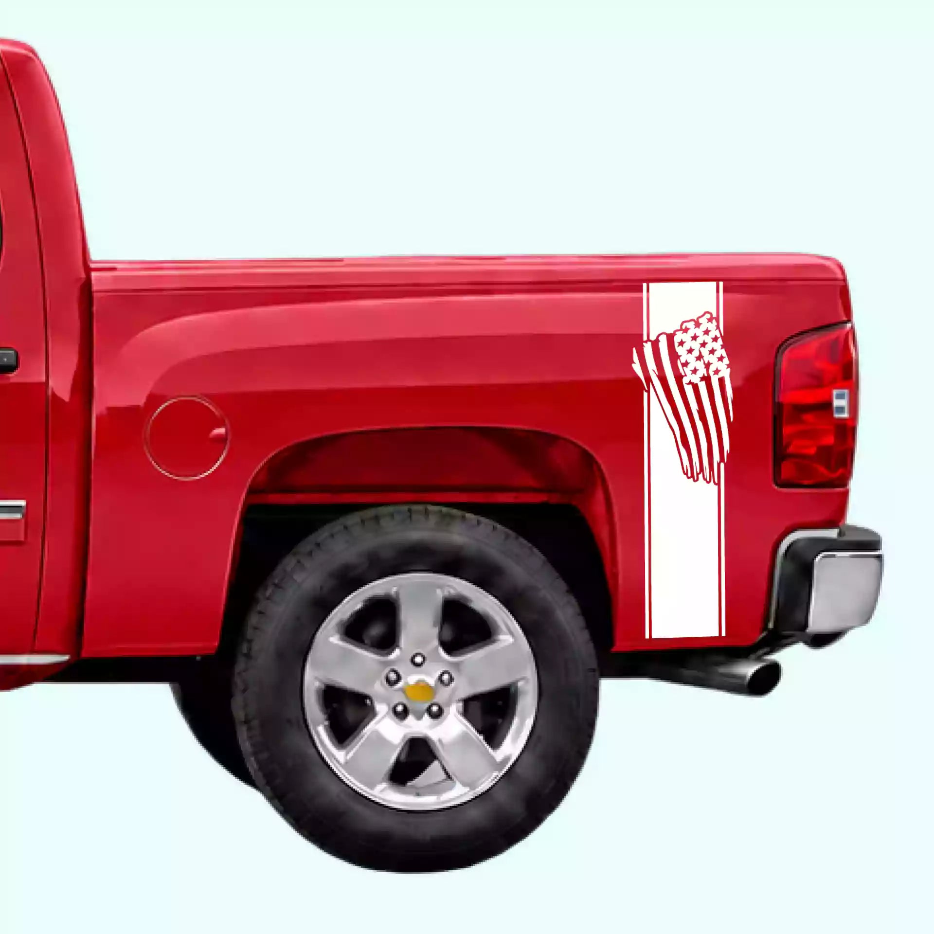 2007-2013 Chevrolet Silverado USA Flag Bed Decals Vinyl Graphics Kit White
