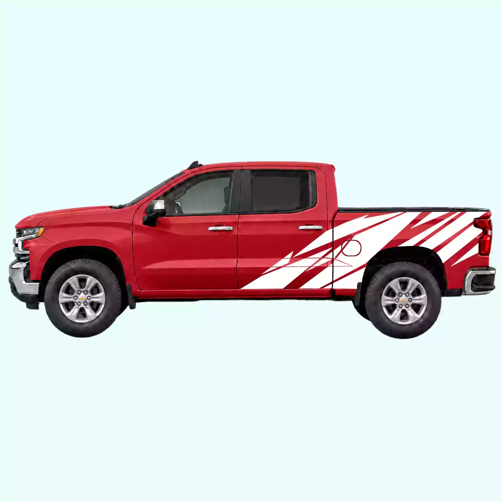 2019-present Chevrolet Silverado Warlord Side Decals Vinyl Graphics Kit White